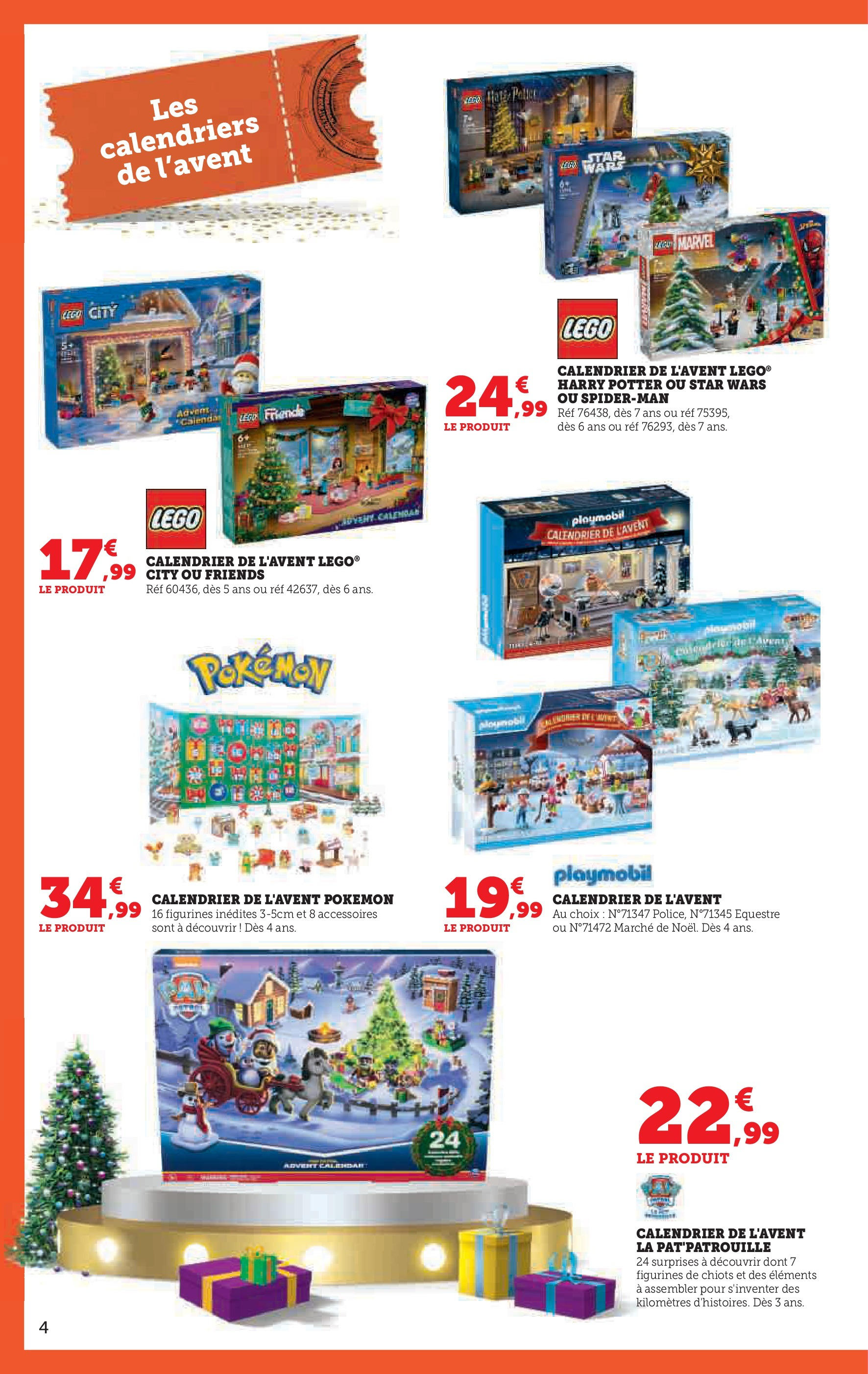 Super U Jouets  à partir du 22/10/2024 - promo en ligne | Page: 4 | Produits: Légo, Calendrier, Calendrier de l'avent, Figurines