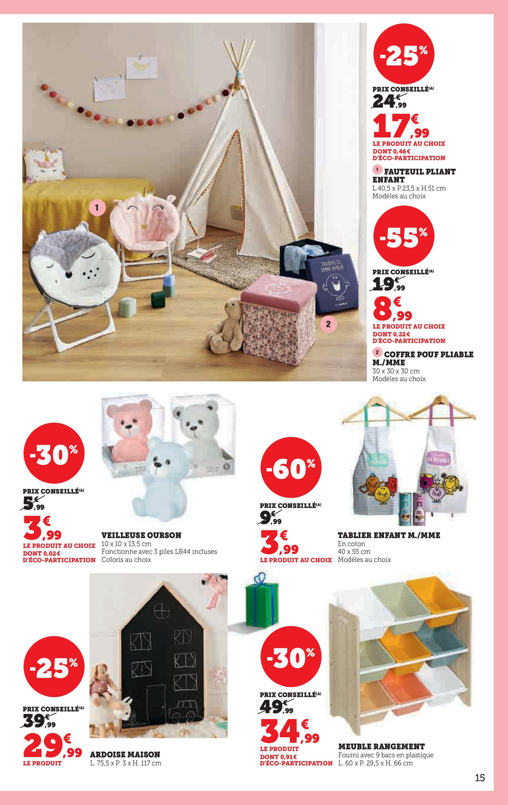 Super U Jouets  à partir du 22/10/2024 - promo en ligne | Page: 15 | Produits: Meuble, Tablier, Coton, Piles