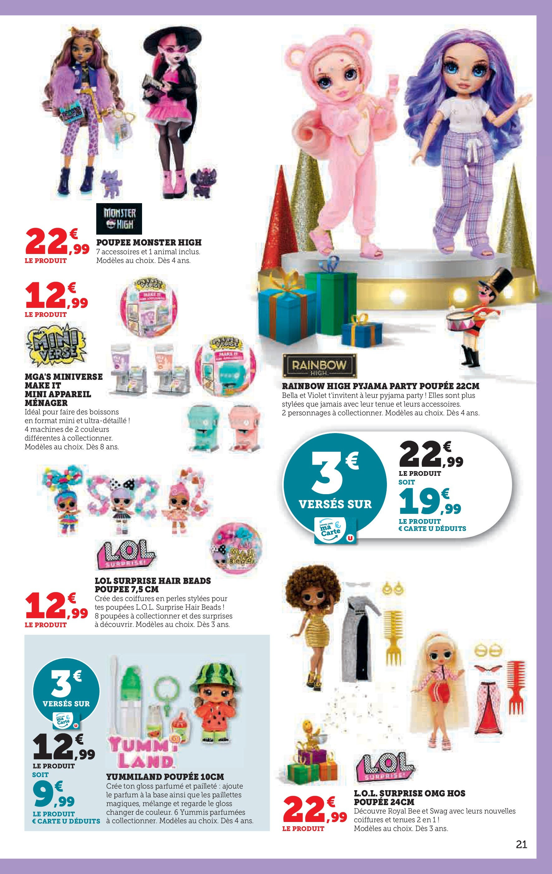 Super U Jouets  à partir du 22/10/2024 - promo en ligne | Page: 21 | Produits: Poupée, Gloss, Base, Parfum