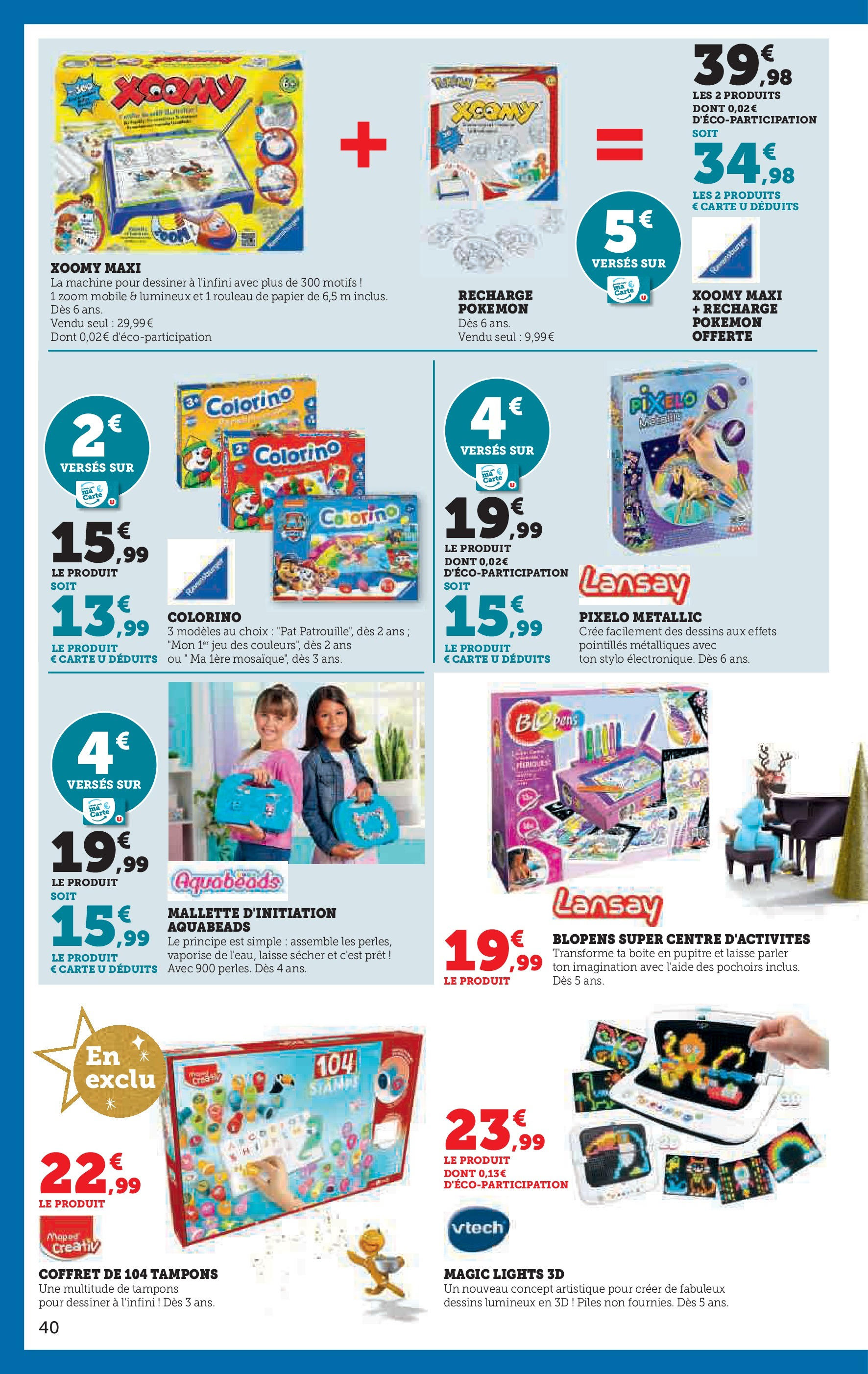 Super U Jouets  à partir du 22/10/2024 - promo en ligne | Page: 40 | Produits: Tampons, Rouleau, Stylo, Piles