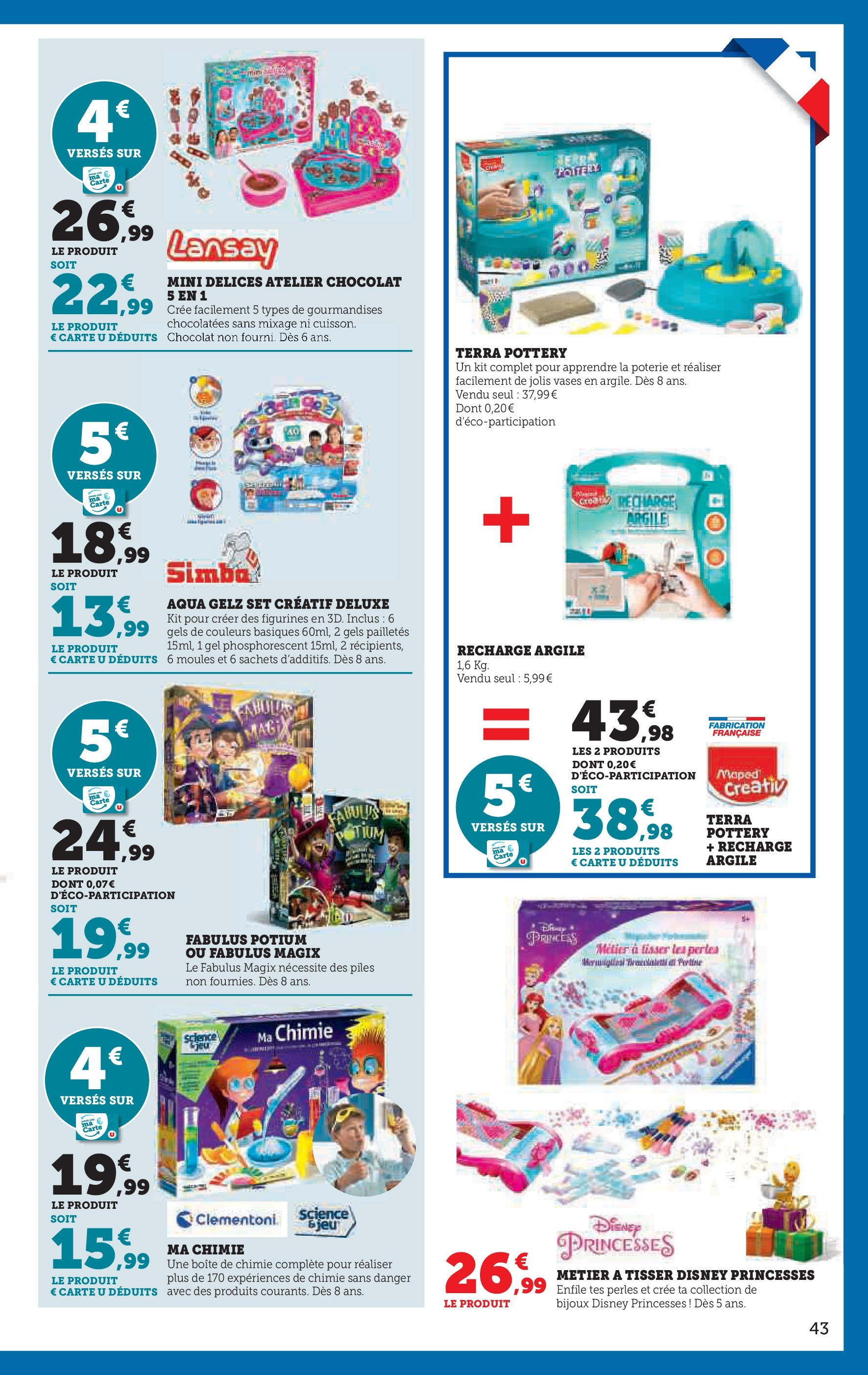 Super U Jouets  à partir du 22/10/2024 - promo en ligne | Page: 43 | Produits: Argile, Bijoux, Figurines, Piles