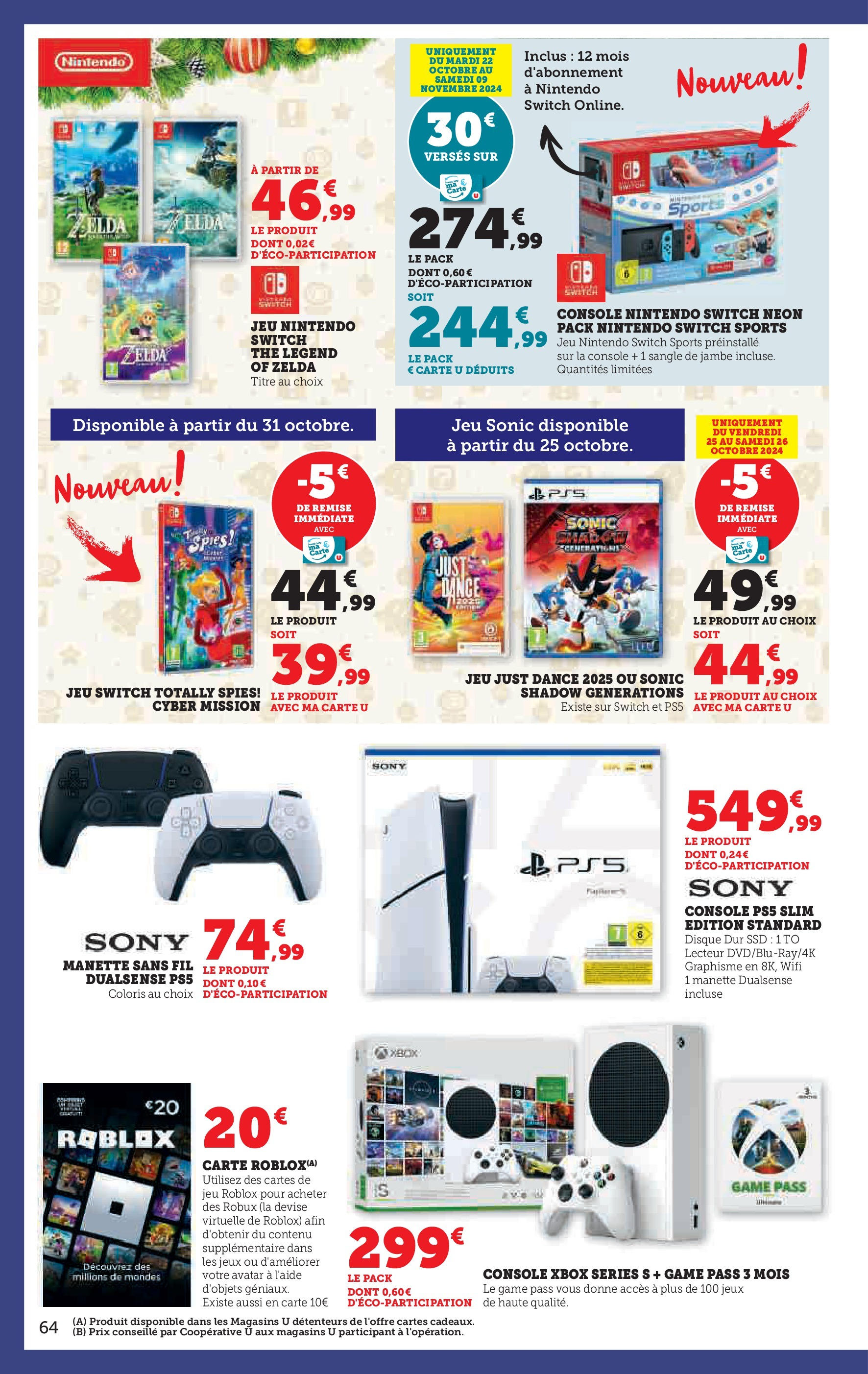 Super U Jouets  à partir du 22/10/2024 - promo en ligne | Page: 64 | Produits: Xbox, console Nintendo Switch, Jeux, Thé