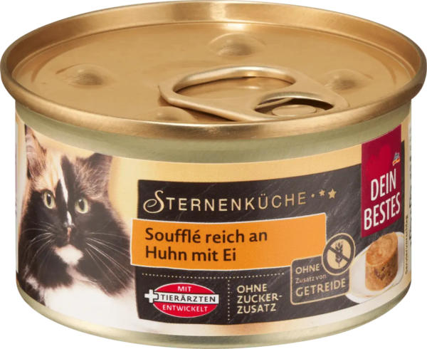 Dein Bestes Nassfutter Katze reich an Huhn, Soufflé mit Ei