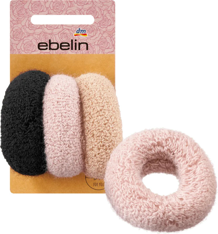 ebelin Haargummis schwarz, rosa, beige