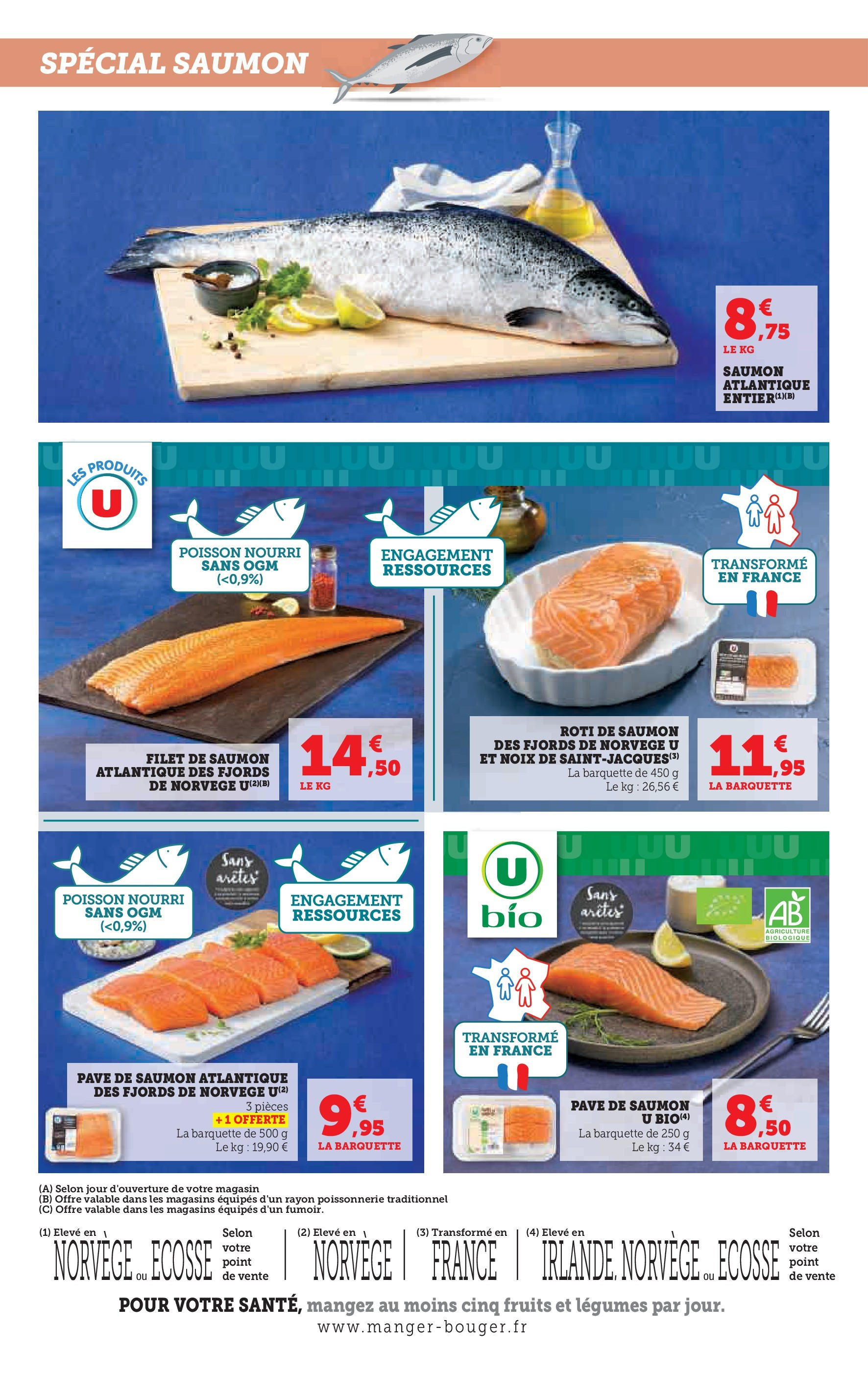 Hyper U Jour de Marché Ouest à partir du 28/10/2024 - promo en ligne | Page: 2 | Produits: Pavé de saumon, Poissonnerie, Filet de saumon, Poisson