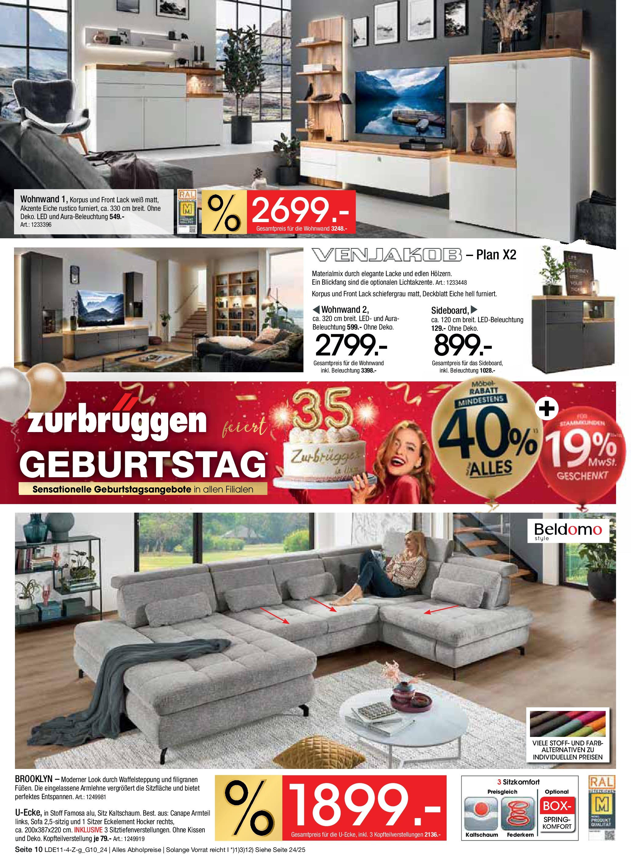 Zurbrüggen Geburtstagsangebote No.7 (ab 09.11.2024) zum Blättern | Seite: 10 | Produkte: Hocker, Wohnwand, Sofa, Box