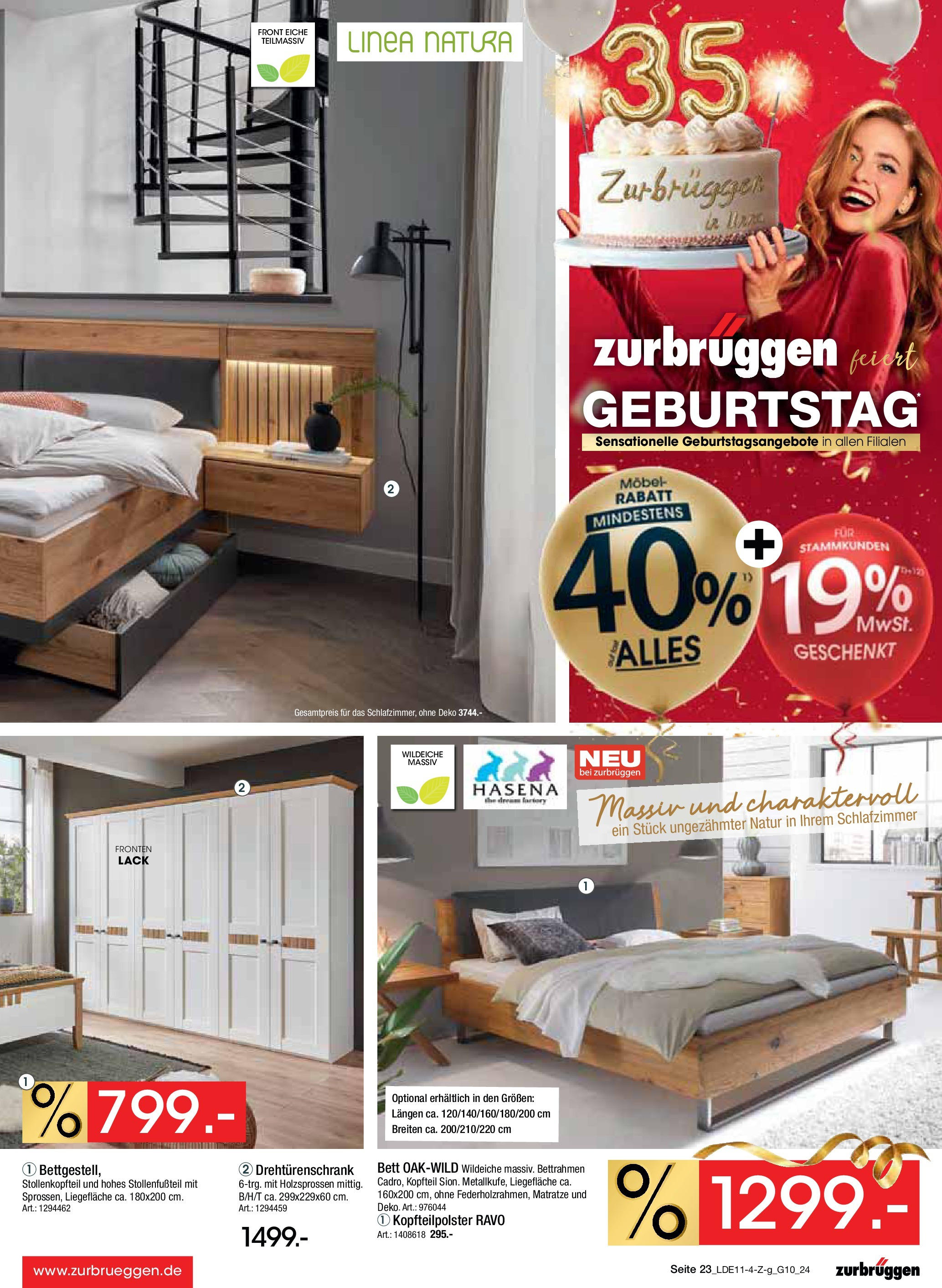 Zurbrüggen Geburtstagsangebote No.7 (ab 09.11.2024) zum Blättern | Seite: 25 | Produkte: Bett, Matratze, Drehtürenschrank