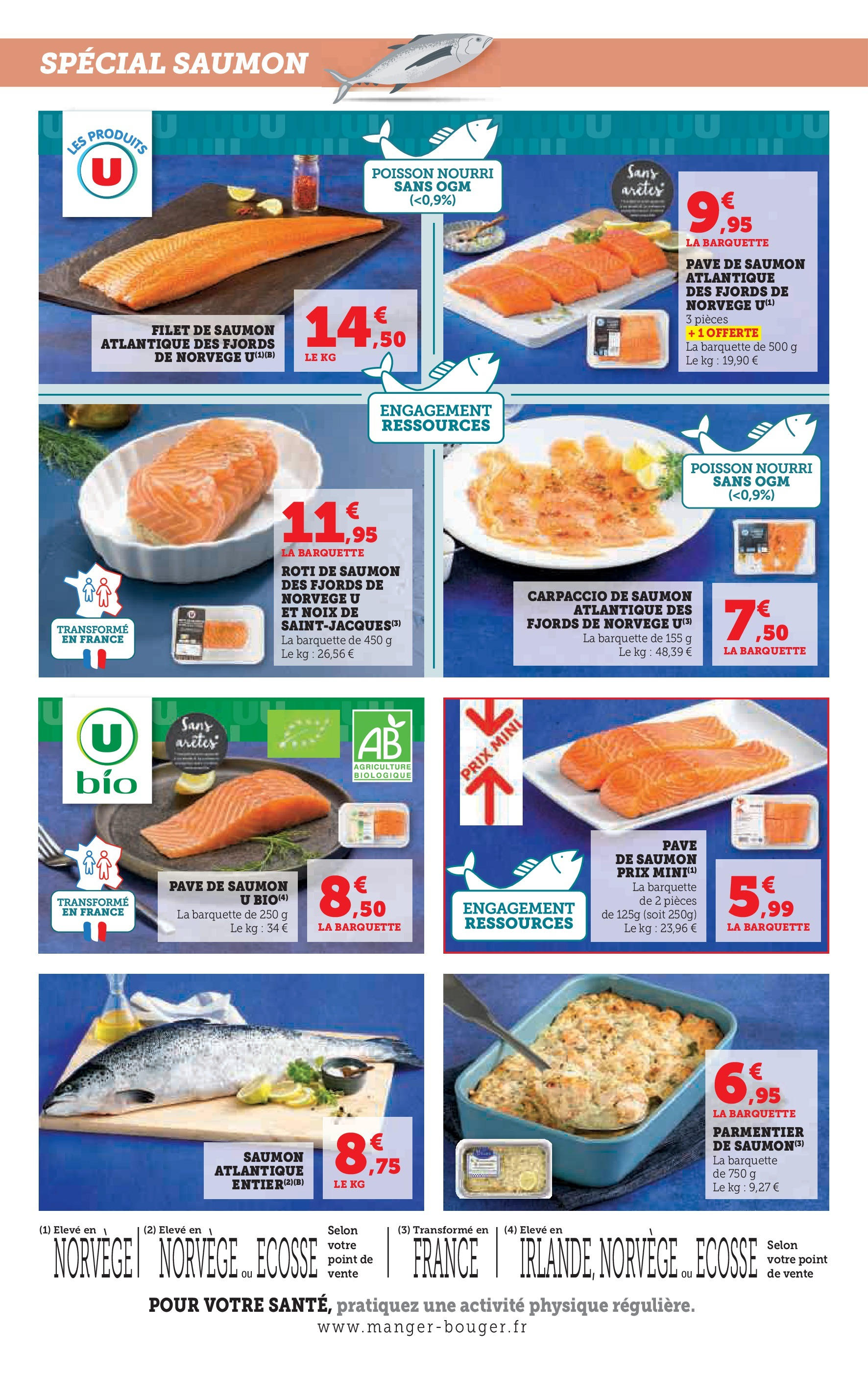 Super U Jour de Marché Ouest à partir du 28/10/2024 - promo en ligne | Page: 2 | Produits: Pavé de saumon, Filet de saumon, Poisson, Saumon