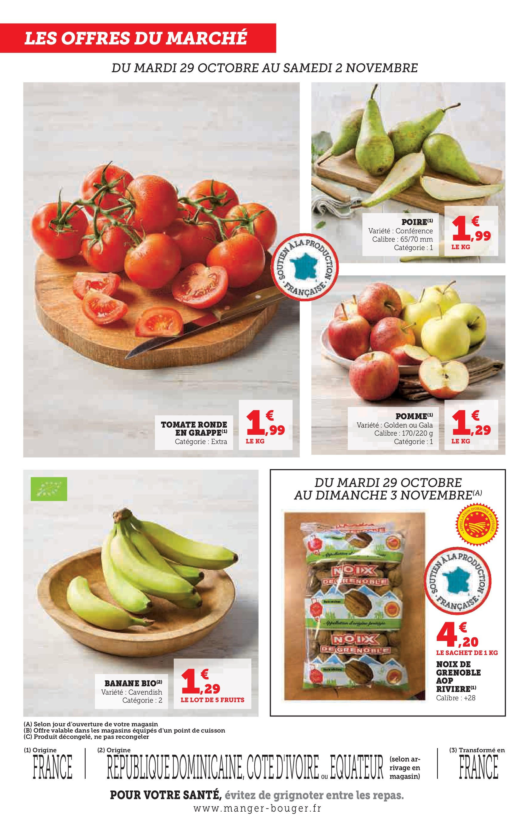 Super U Jour de Marché Ouest à partir du 28/10/2024 - promo en ligne | Page: 8 | Produits: Banane, Noix