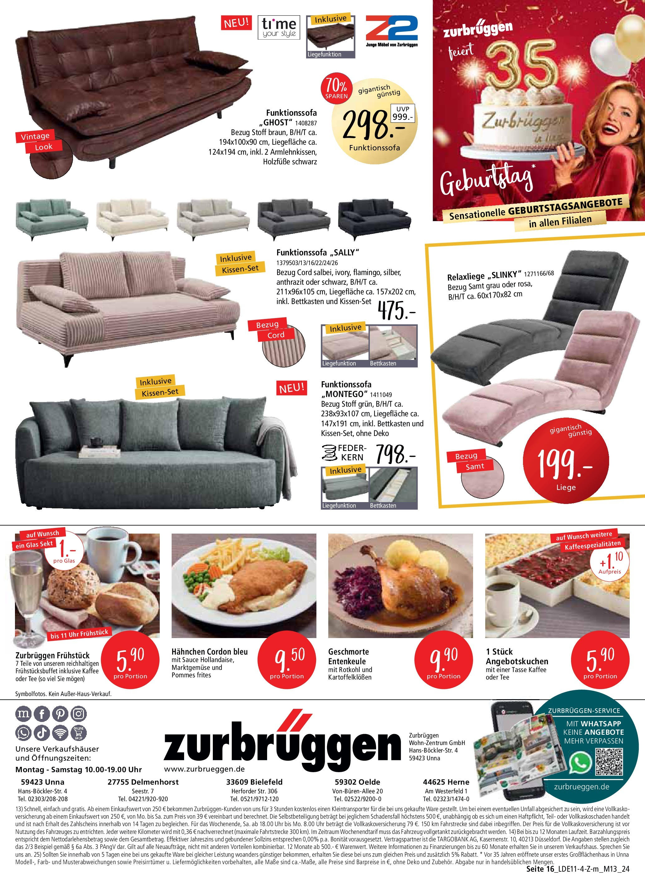 Zurbrüggen Geburtstagsangebote No.8 (ab 09.11.2024) zum Blättern | Seite: 34 | Produkte: Relaxliege, Rotkohl, Kaffee, Sekt