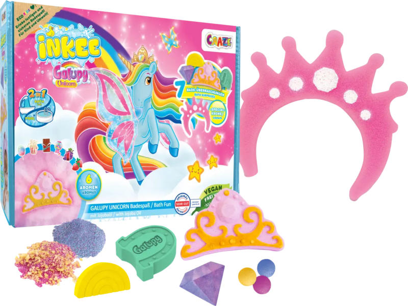 CRAZE Geschenkset Kinder Badezusatz Galupy Unicorn Badespaß 6tlg