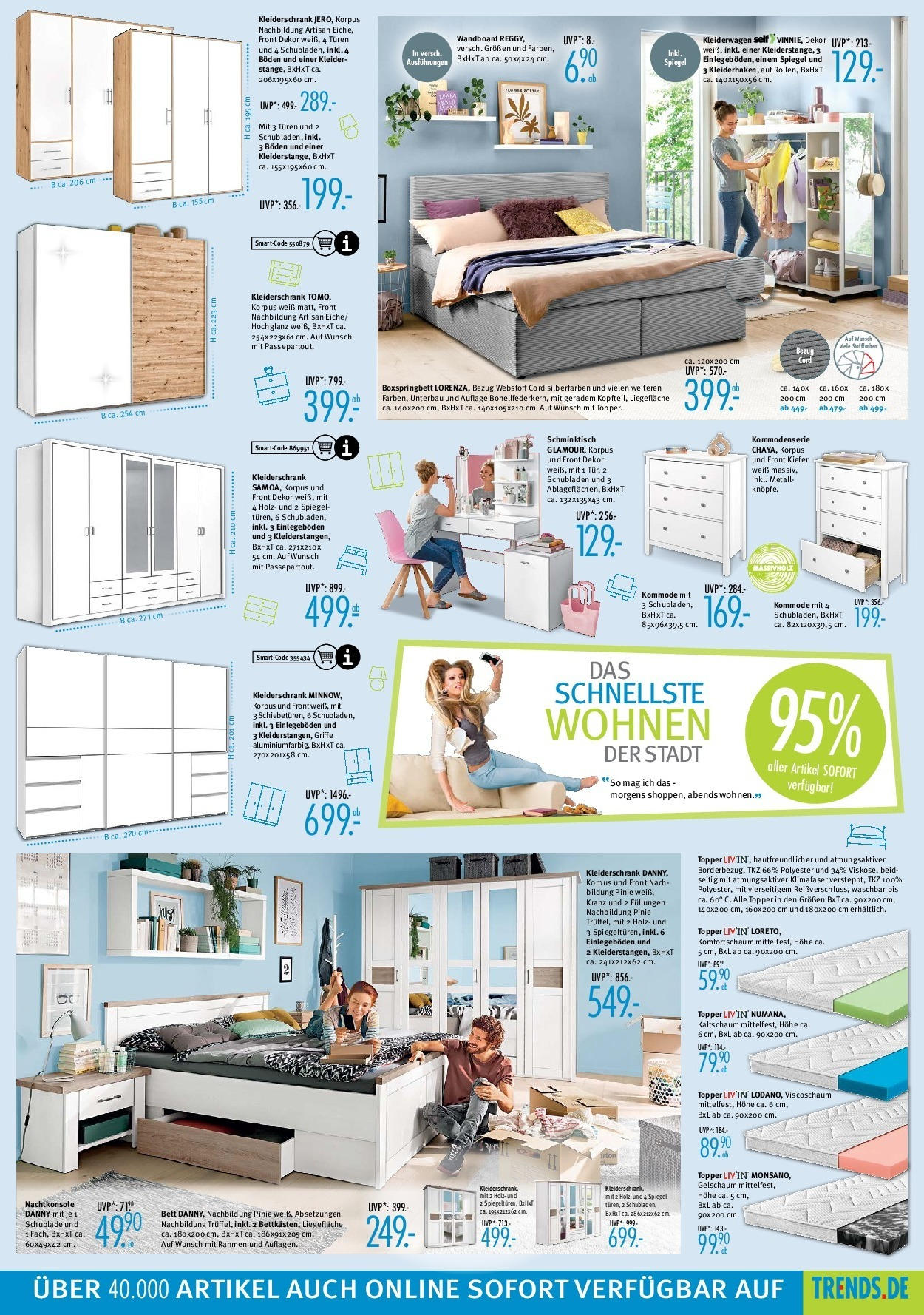 Trends Prospekt 	 (ab 02.11.2024) zum Blättern | Seite: 9 | Produkte: Wandboard, Bett, Kleiderschrank, Topper