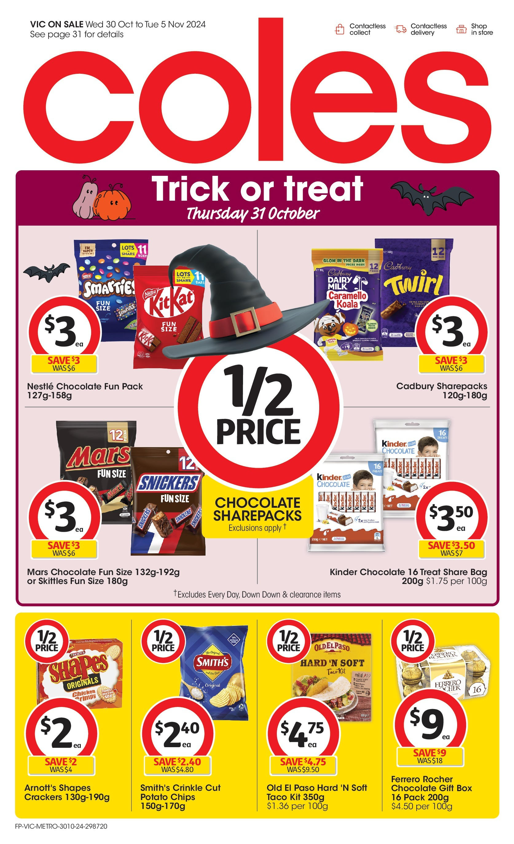 ﻿﻿Coles catalogue valid from 30/10/2024 > Online Australia | Page: 1 | Products: Crackers, Dairy, Chocolate, Chips