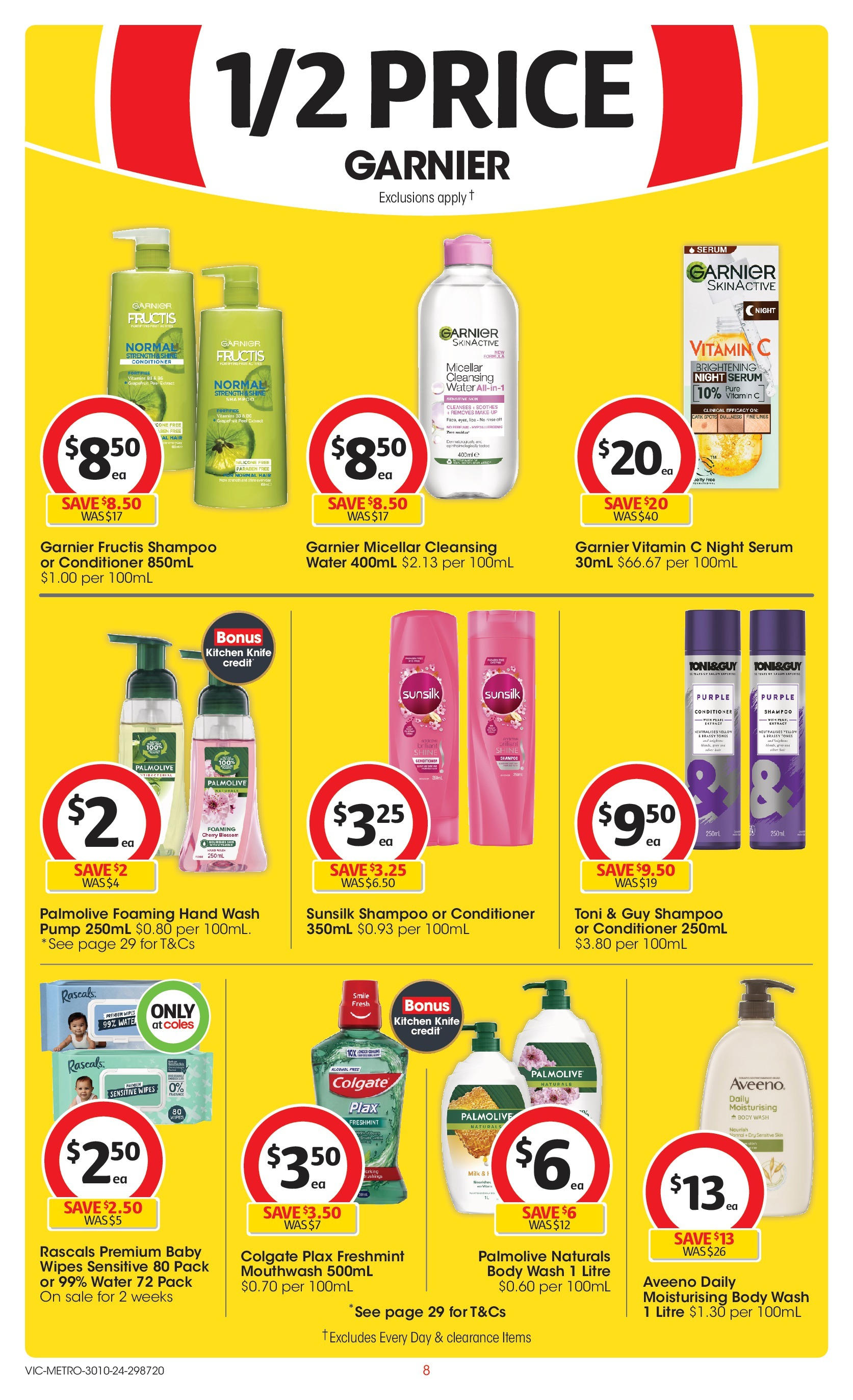 ﻿﻿Coles catalogue valid from 30/10/2024 > Online Australia | Page: 8 | Products: Milk, Shampoo, Vitamin, Hand wash