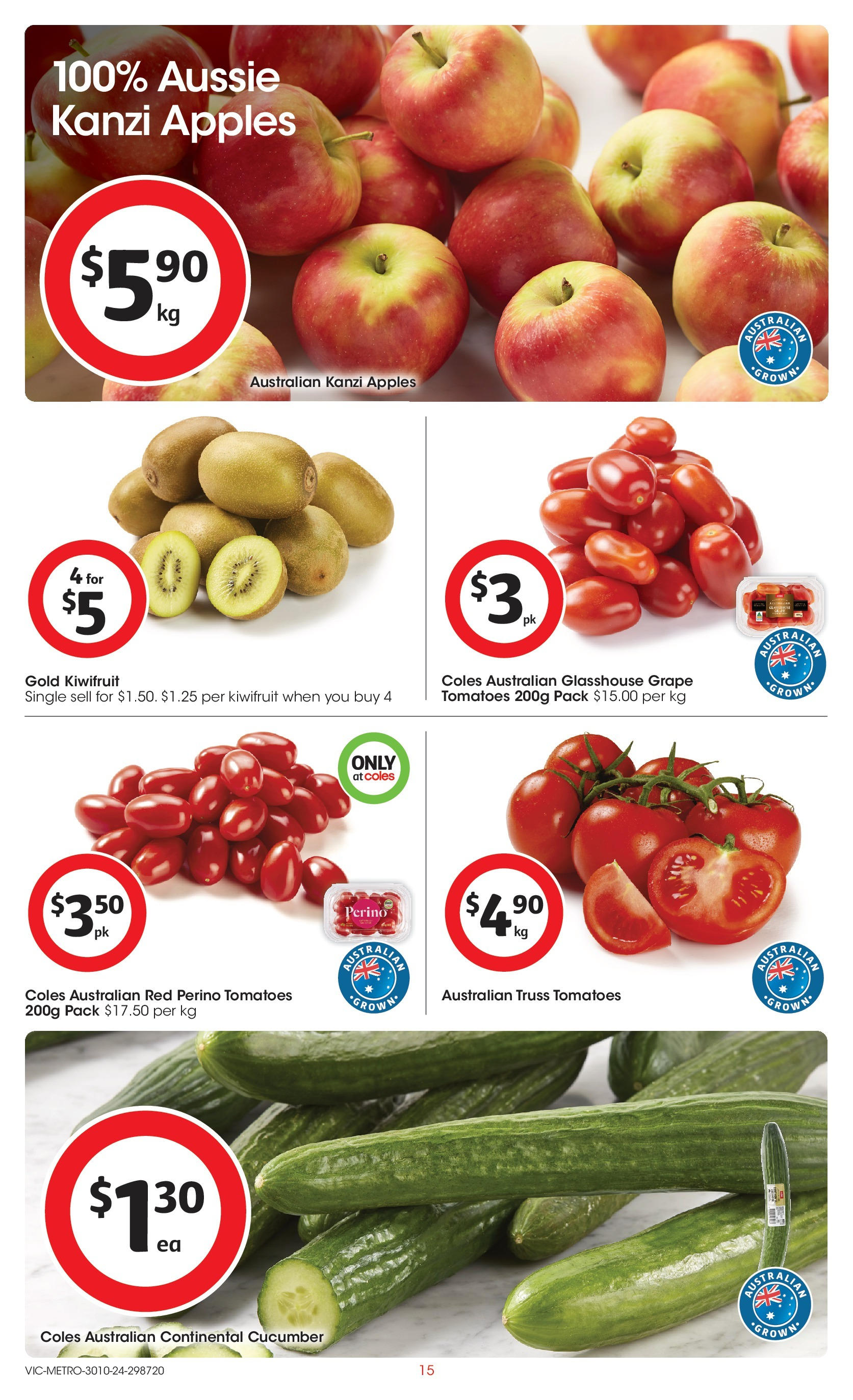 ﻿﻿Coles catalogue valid from 30/10/2024 > Online Australia | Page: 15 | Products: Apples, Tomatoes, Kiwifruit