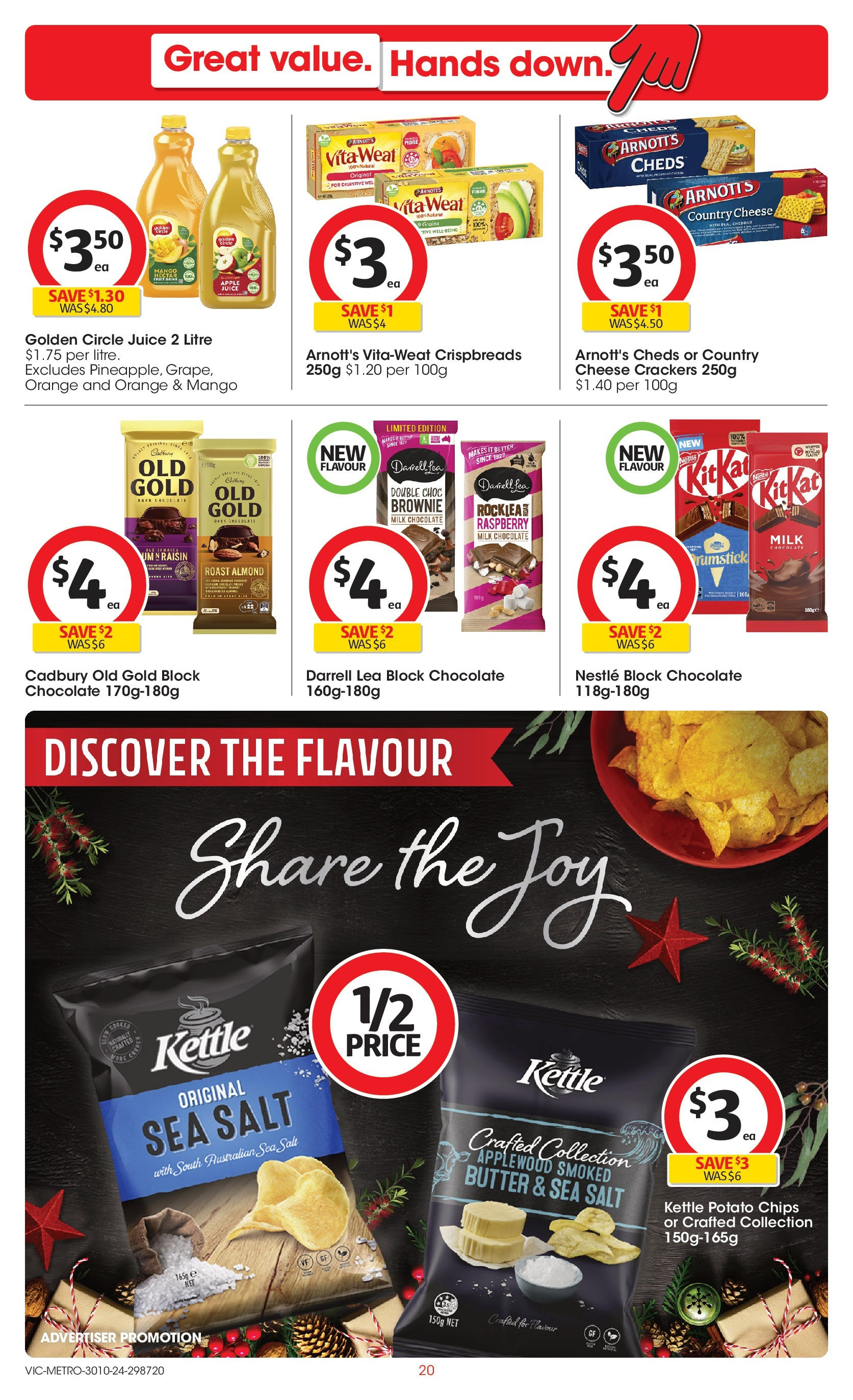 ﻿﻿Coles catalogue valid from 30/10/2024 > Online Australia | Page: 20 | Products: Crackers, Cheese, Juice, Kettle