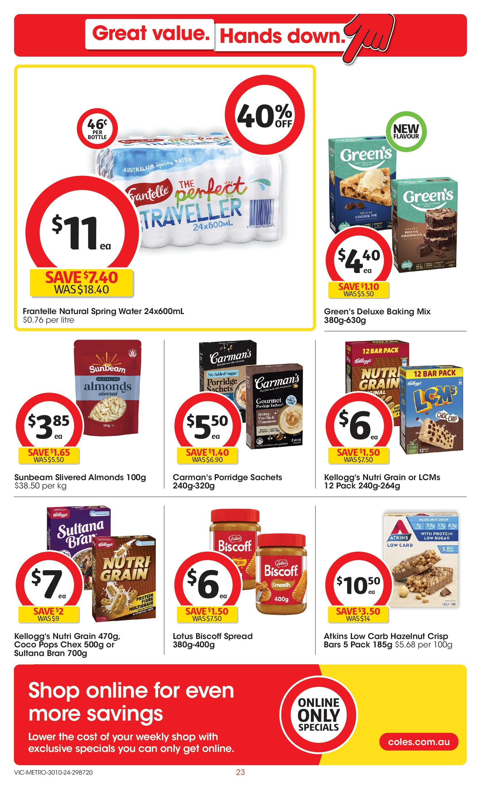 ﻿﻿Coles catalogue valid from 30/10/2024 > Online Australia | Page: 23 | Products: Almonds, Water, Sugar