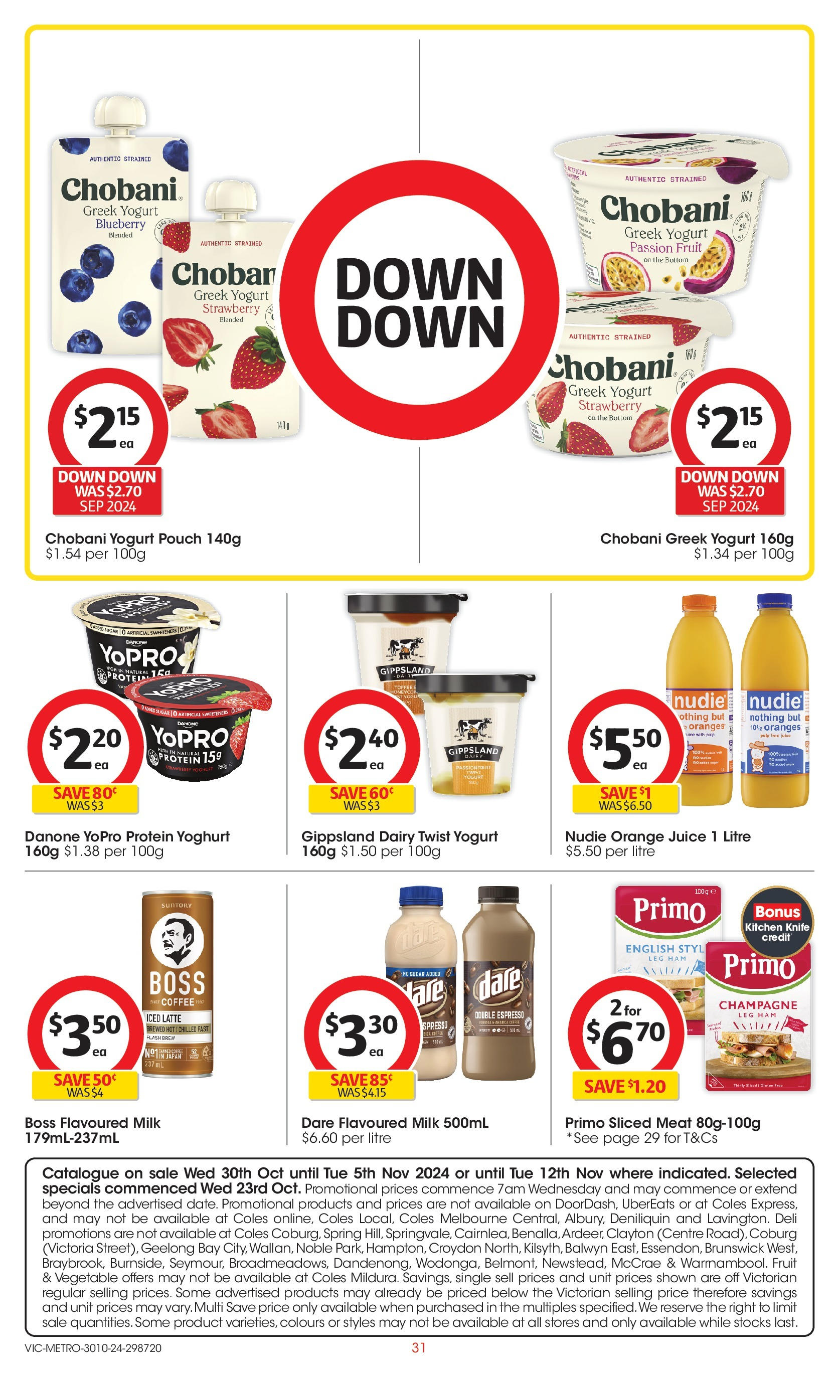 ﻿﻿Coles catalogue valid from 30/10/2024 > Online Australia | Page: 31 | Products: Dairy, Juice, Meat, Sugar