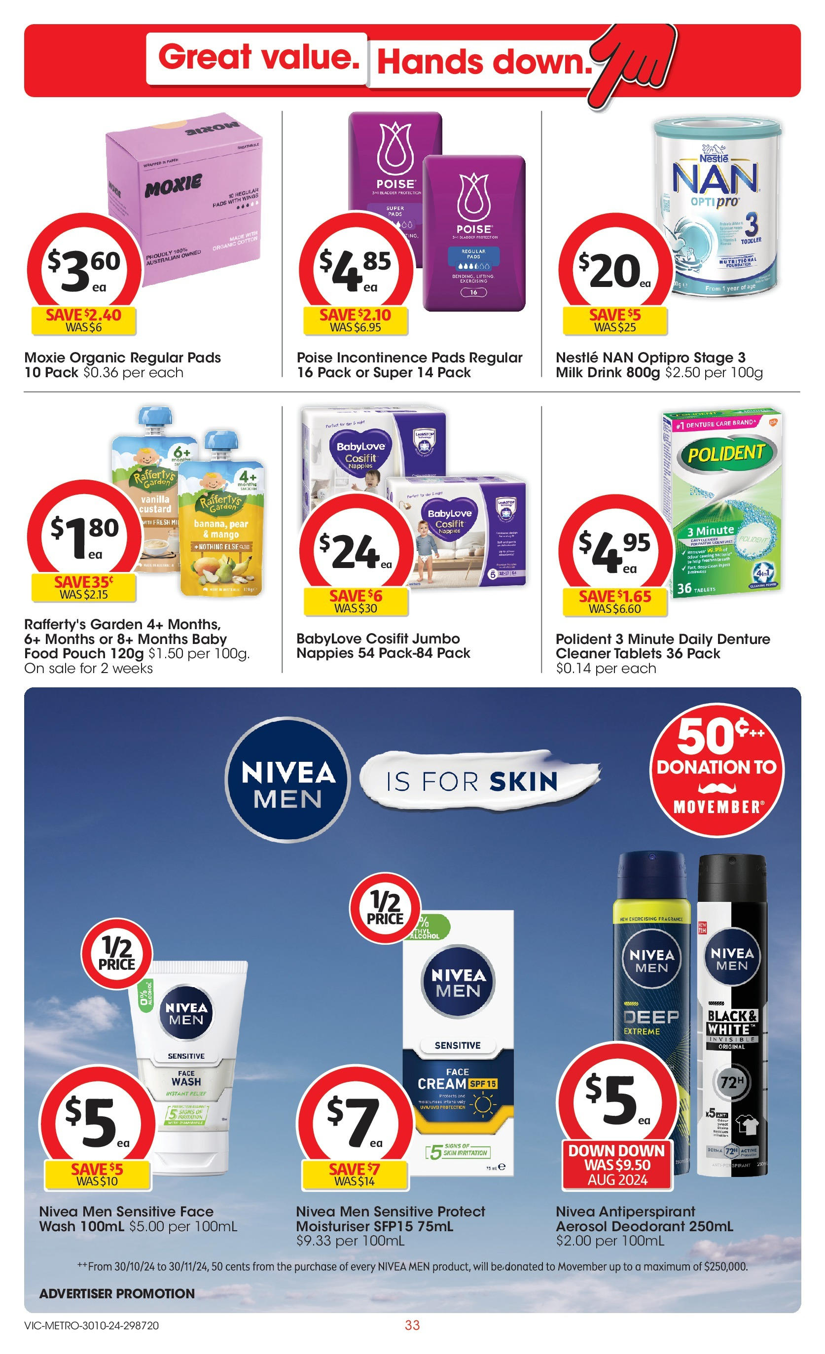 ﻿﻿Coles catalogue valid from 30/10/2024 > Online Australia | Page: 33 | Products: Fragrance, Moisturiser, Pear, Face wash