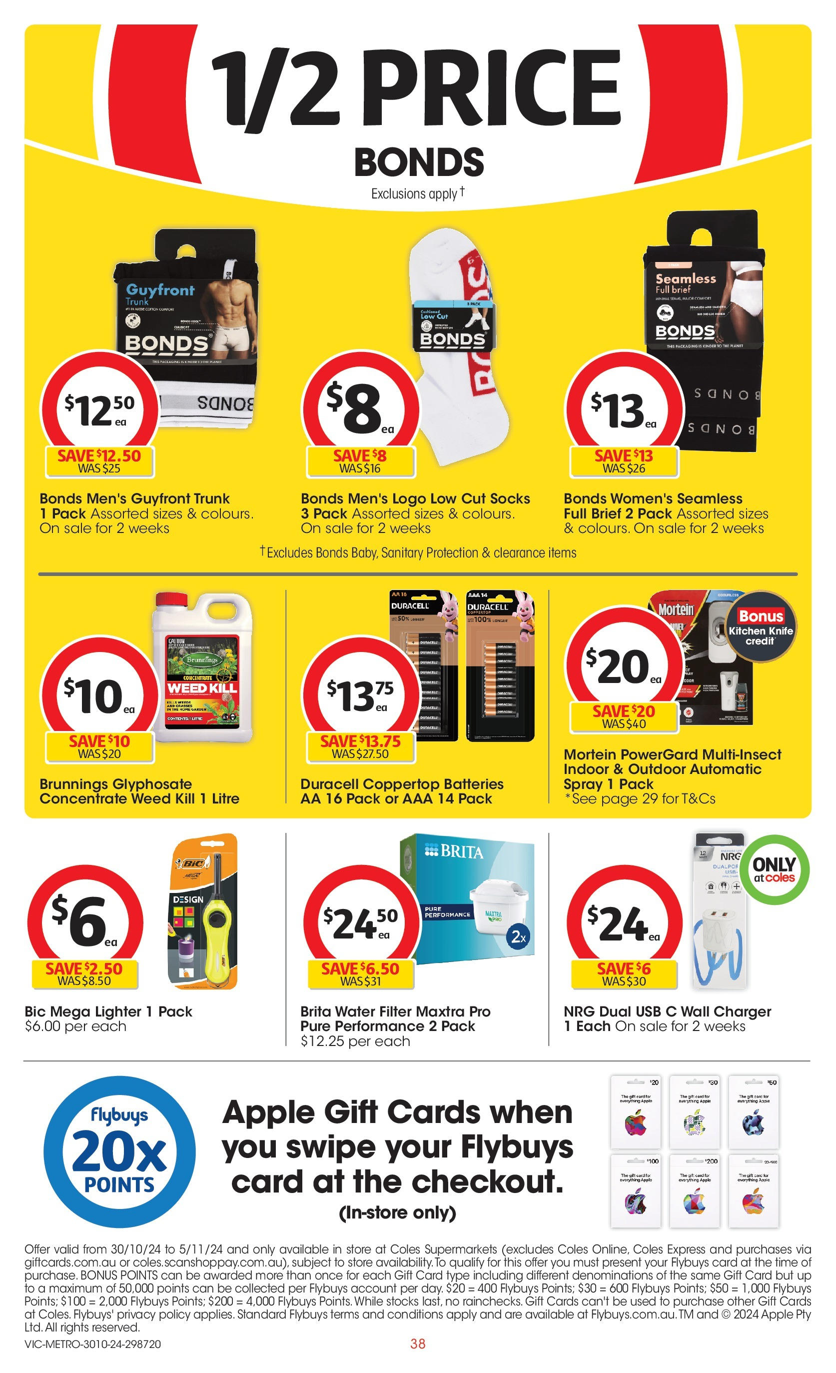 ﻿﻿Coles catalogue valid from 30/10/2024 > Online Australia | Page: 38 | Products: Charger, Water, Batteries, Usb