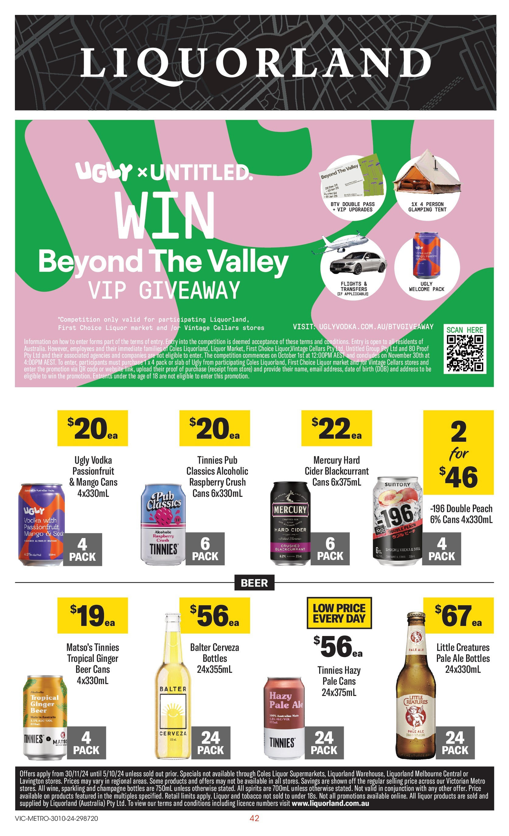 ﻿﻿Coles catalogue valid from 30/10/2024 > Online Australia | Page: 42 | Products: Beer, Vodka, Mango, Peach