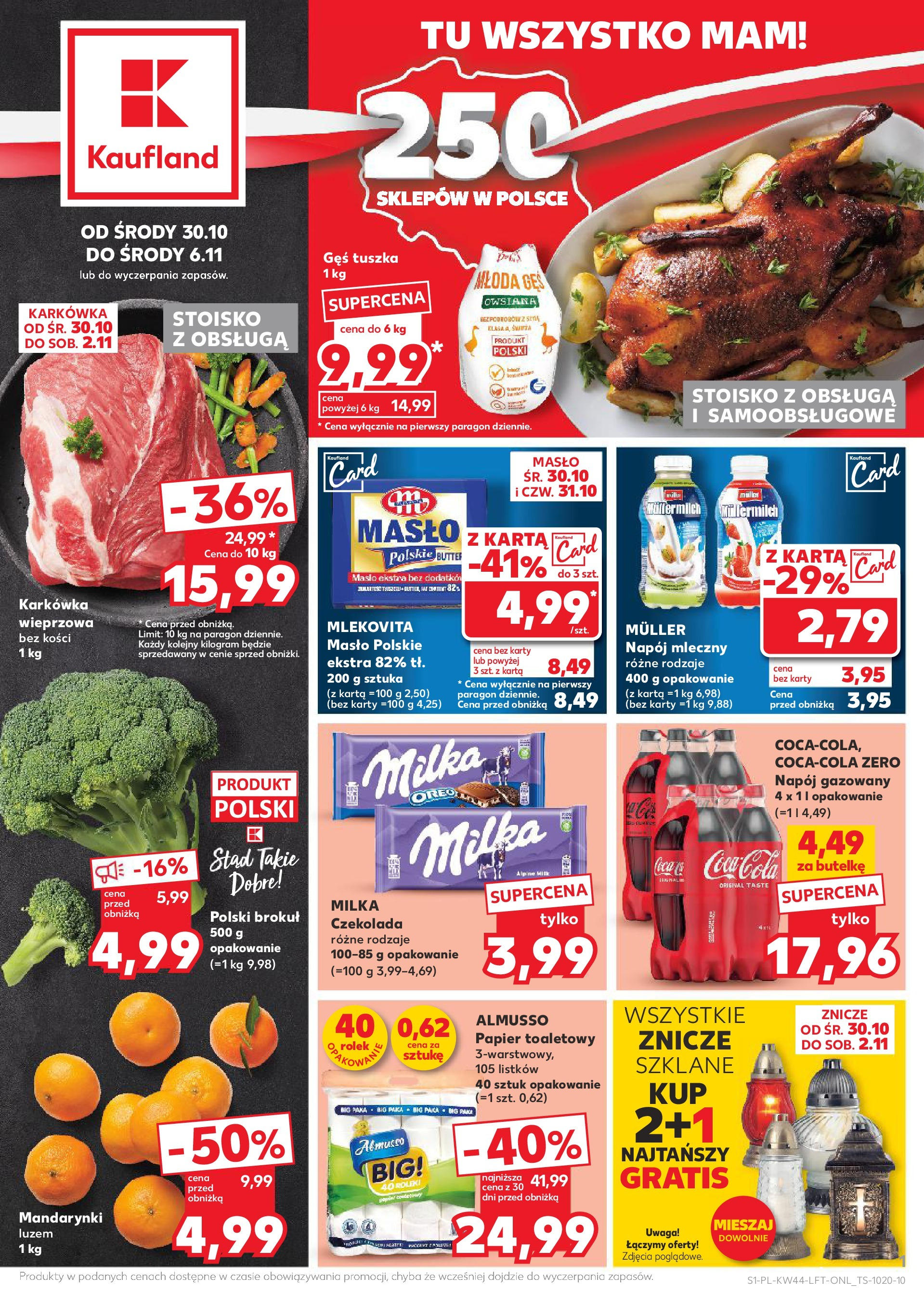 Kaufland gazetka od 30.10.2024 - od jutra PDF | Strona: 1 | Produkty: Brokuł, Milka, Czekolada, Mandarynki