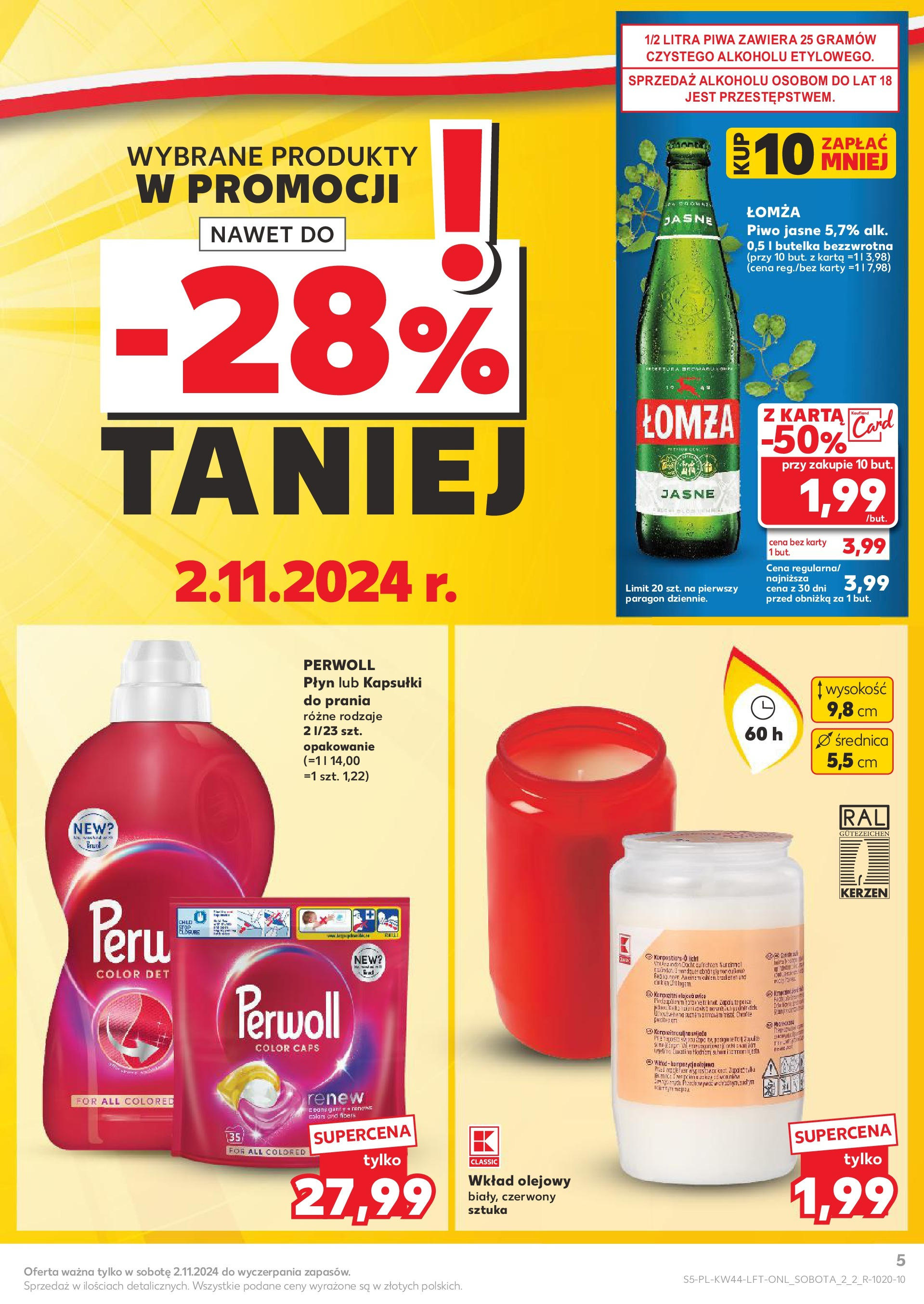 Kaufland gazetka od 30.10.2024 - od jutra PDF | Strona: 5 | Produkty: Karta, Piwo