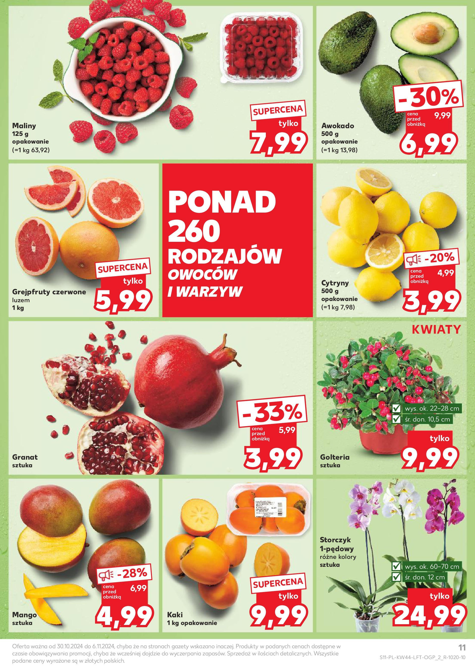 Kaufland gazetka od 30.10.2024 - od jutra PDF | Strona: 11 | Produkty: Maliny, Cytryny, Kwiaty, Awokado