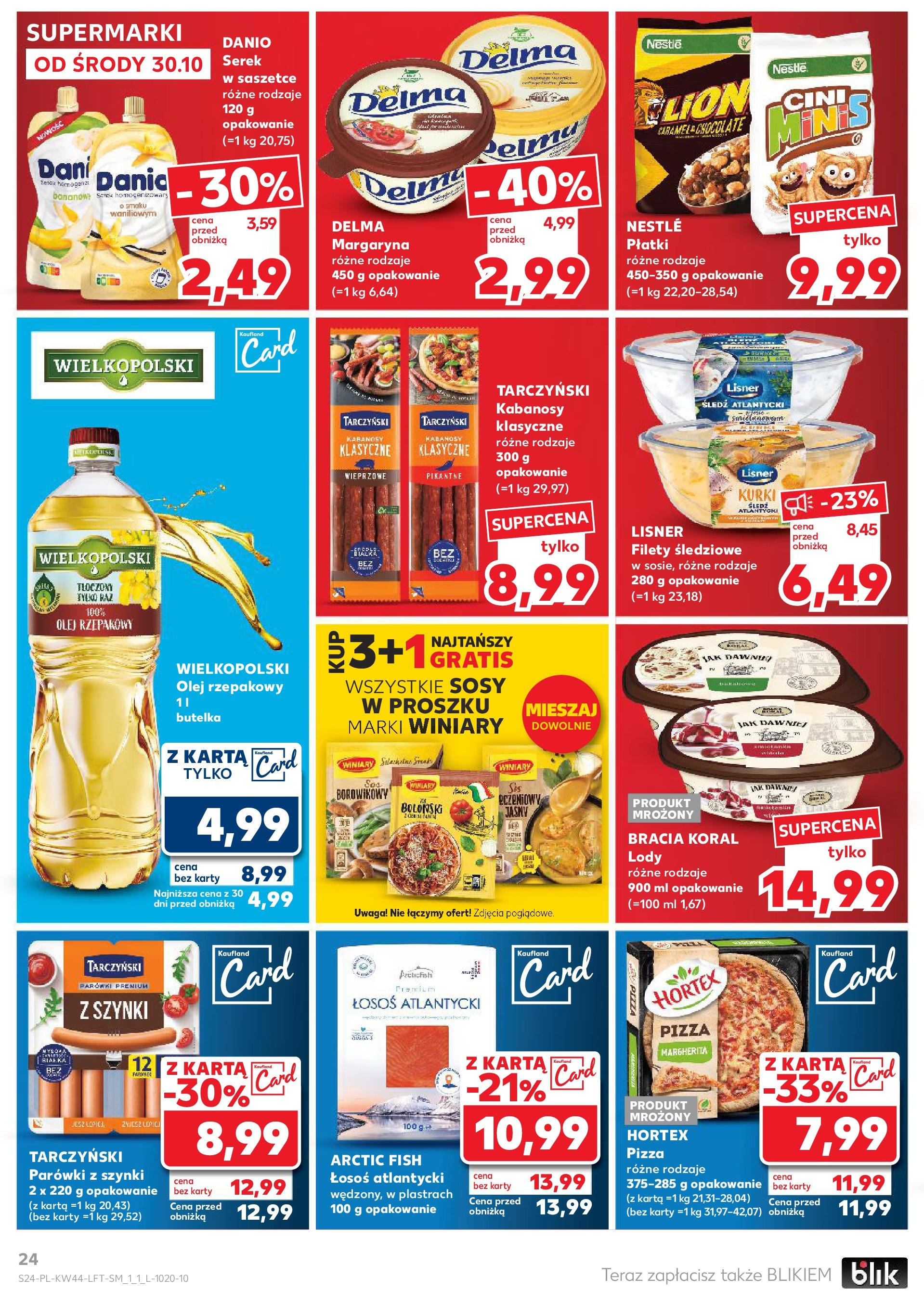 Kaufland gazetka od 30.10.2024 - od jutra PDF | Strona: 24 | Produkty: Śledź, Parówki z szynki, Kabanosy, Olej