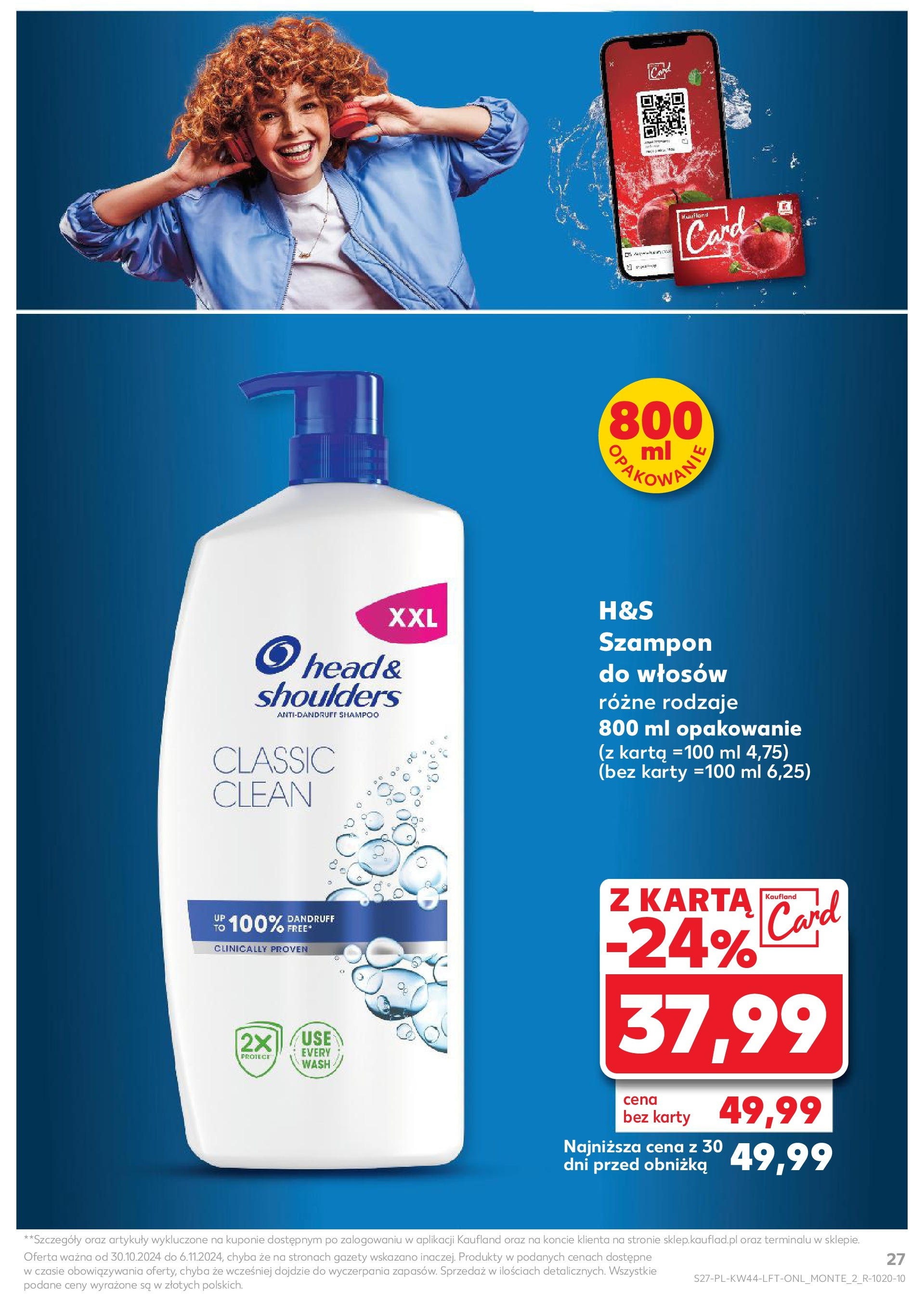 Kaufland gazetka od 30.10.2024 - od jutra PDF | Strona: 27 | Produkty: Karta, Szampon