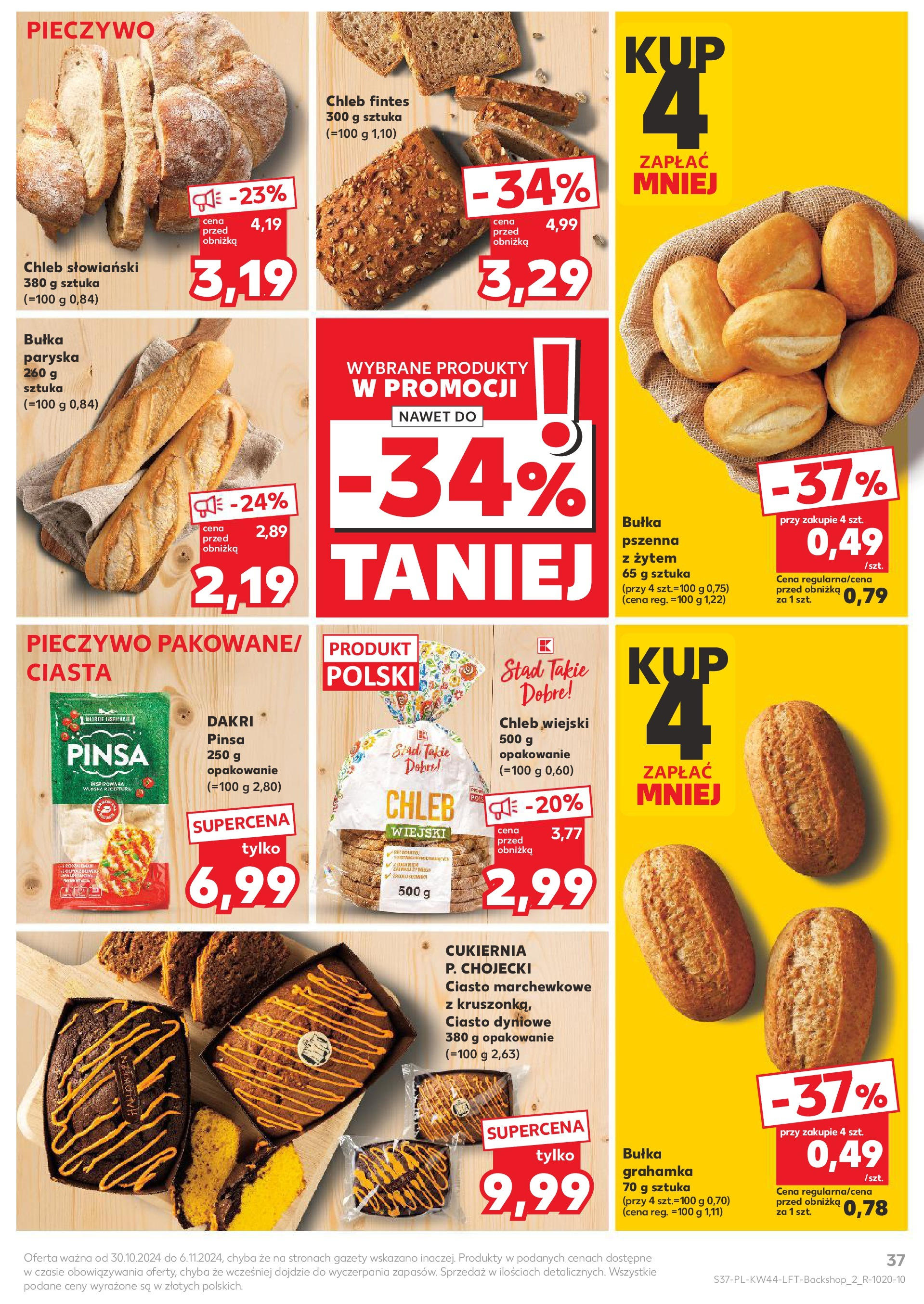 Kaufland gazetka od 30.10.2024 - od jutra PDF | Strona: 37 | Produkty: Pieczywo, Chleb słowiański, Chleb, Pinsa