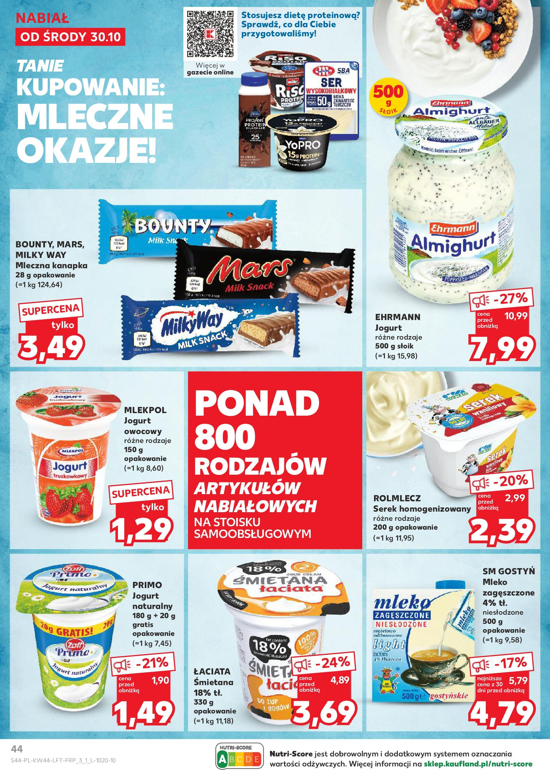 Kaufland gazetka od 30.10.2024 - od jutra PDF | Strona: 44 | Produkty: Jogurt waniliowy, Serek homogenizowany, Jogurt, Śmietana