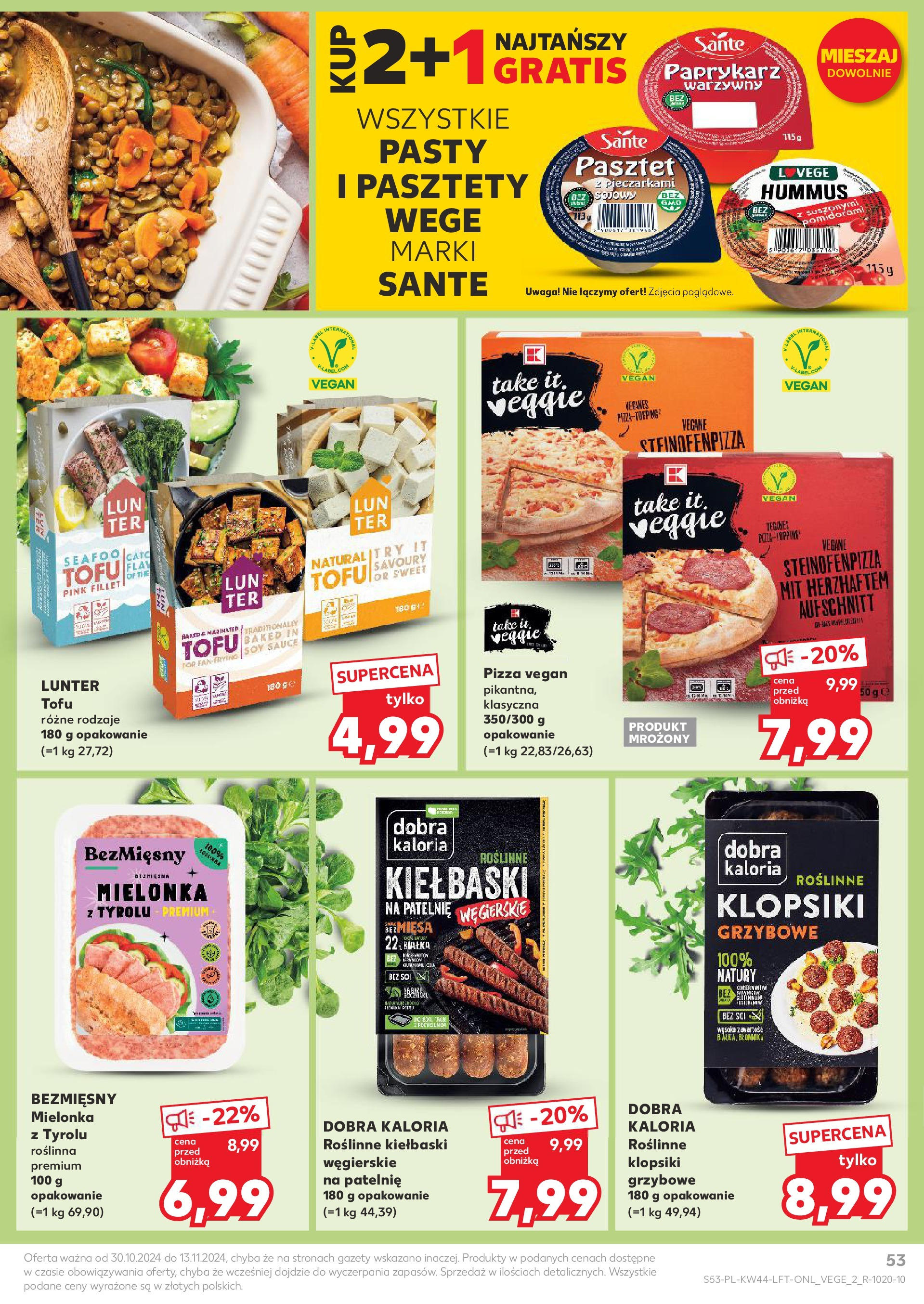 Kaufland gazetka od 30.10.2024 - od jutra PDF | Strona: 53 | Produkty: Paprykarz, Kiełbaski, Hummus, Pizza