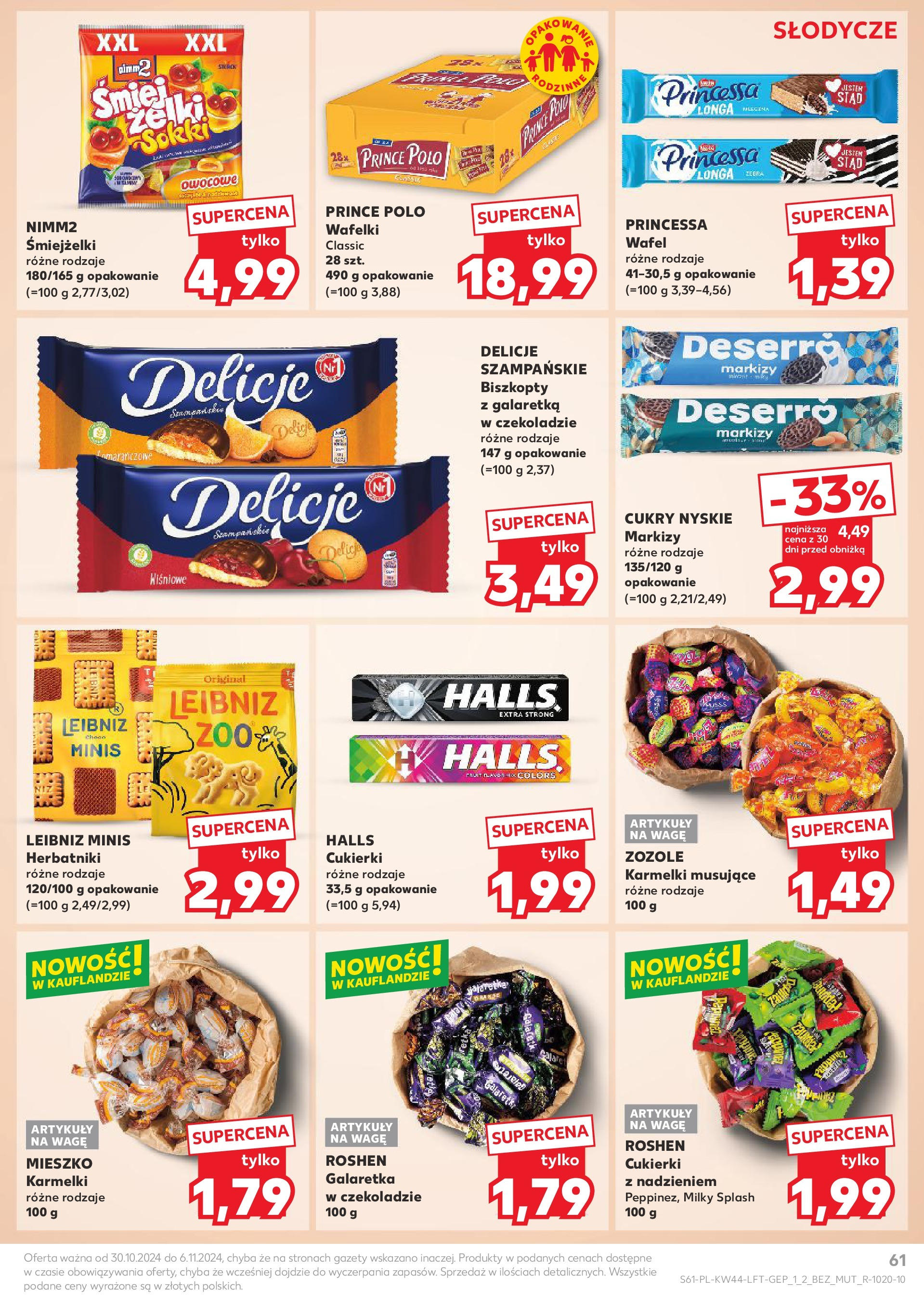 Kaufland gazetka od 30.10.2024 - od jutra PDF | Strona: 61 | Produkty: Słodycze, Galaretki, Wafelki, Żelki