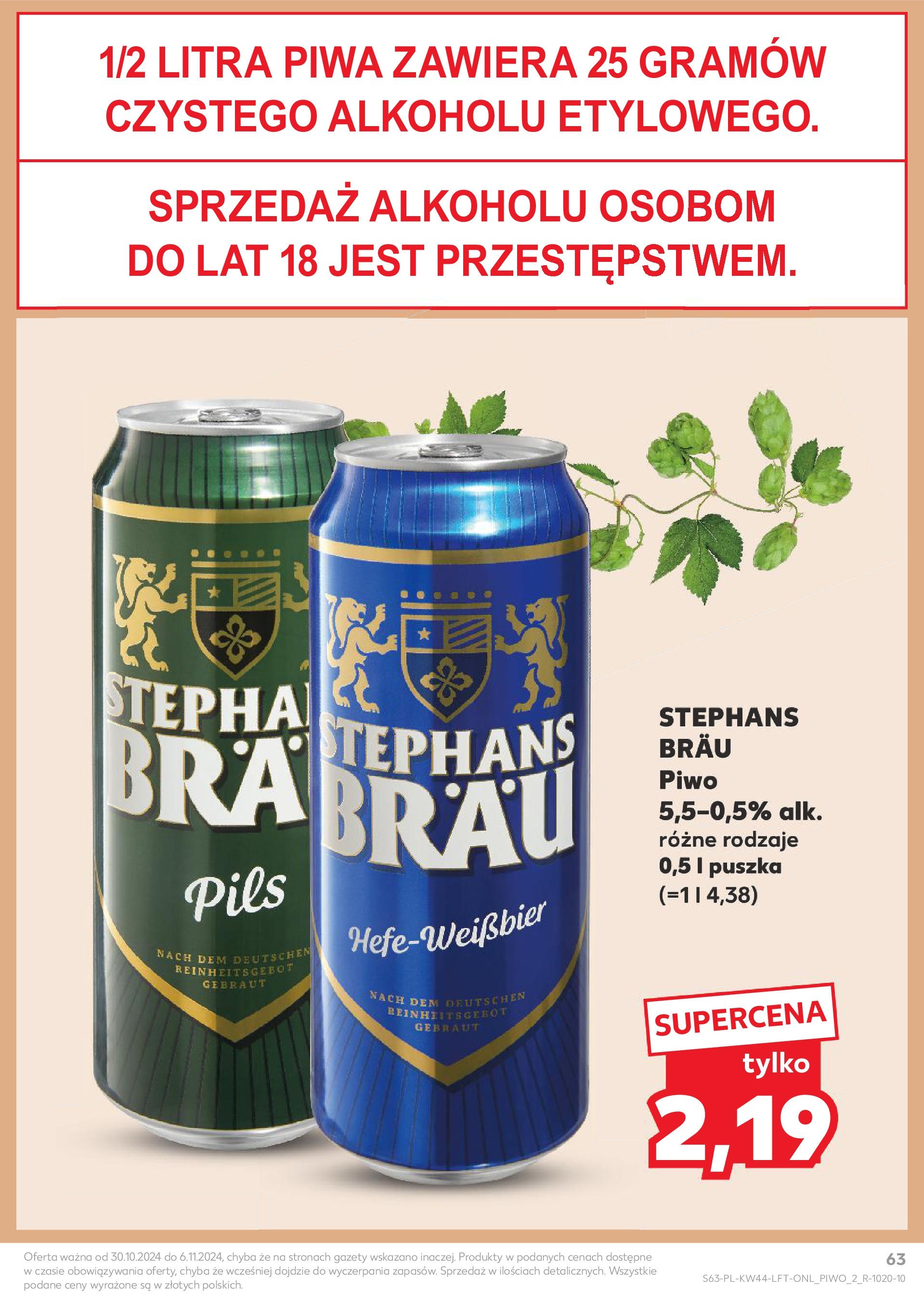 Kaufland gazetka od 30.10.2024 - od jutra PDF | Strona: 63 | Produkty: Piwo