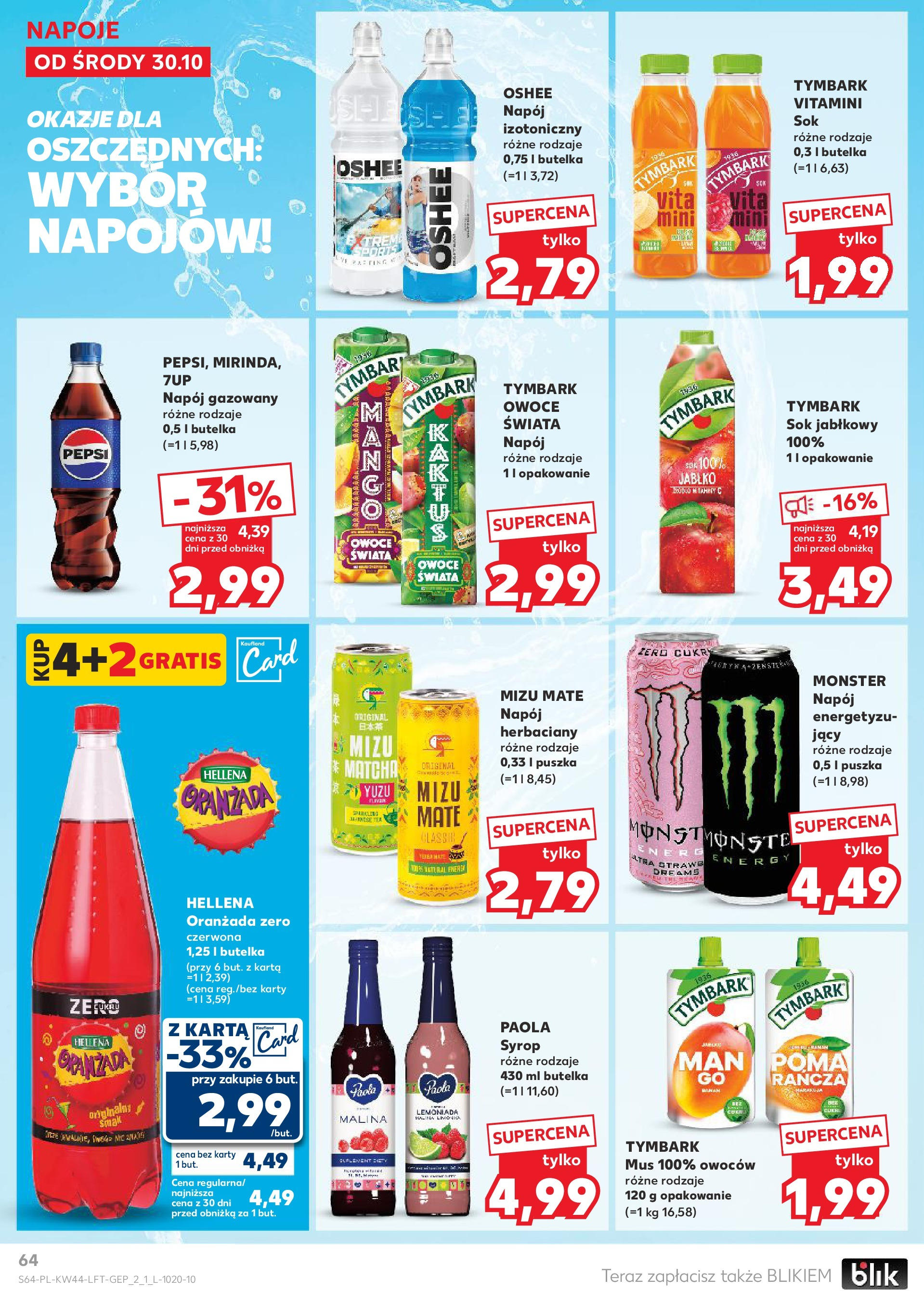 Kaufland gazetka od 30.10.2024 - od jutra PDF | Strona: 64 | Produkty: Sok jabłkowy, Napoje, Pepsi, Owoce