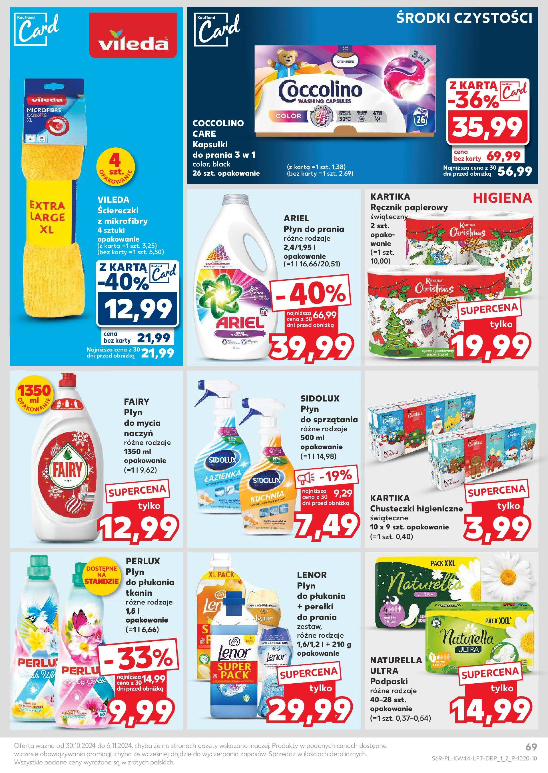 Kaufland gazetka od 30.10.2024 - od jutra PDF | Strona: 69 | Produkty: Coccolino, Fairy, Vileda, Ręcznik papierowy