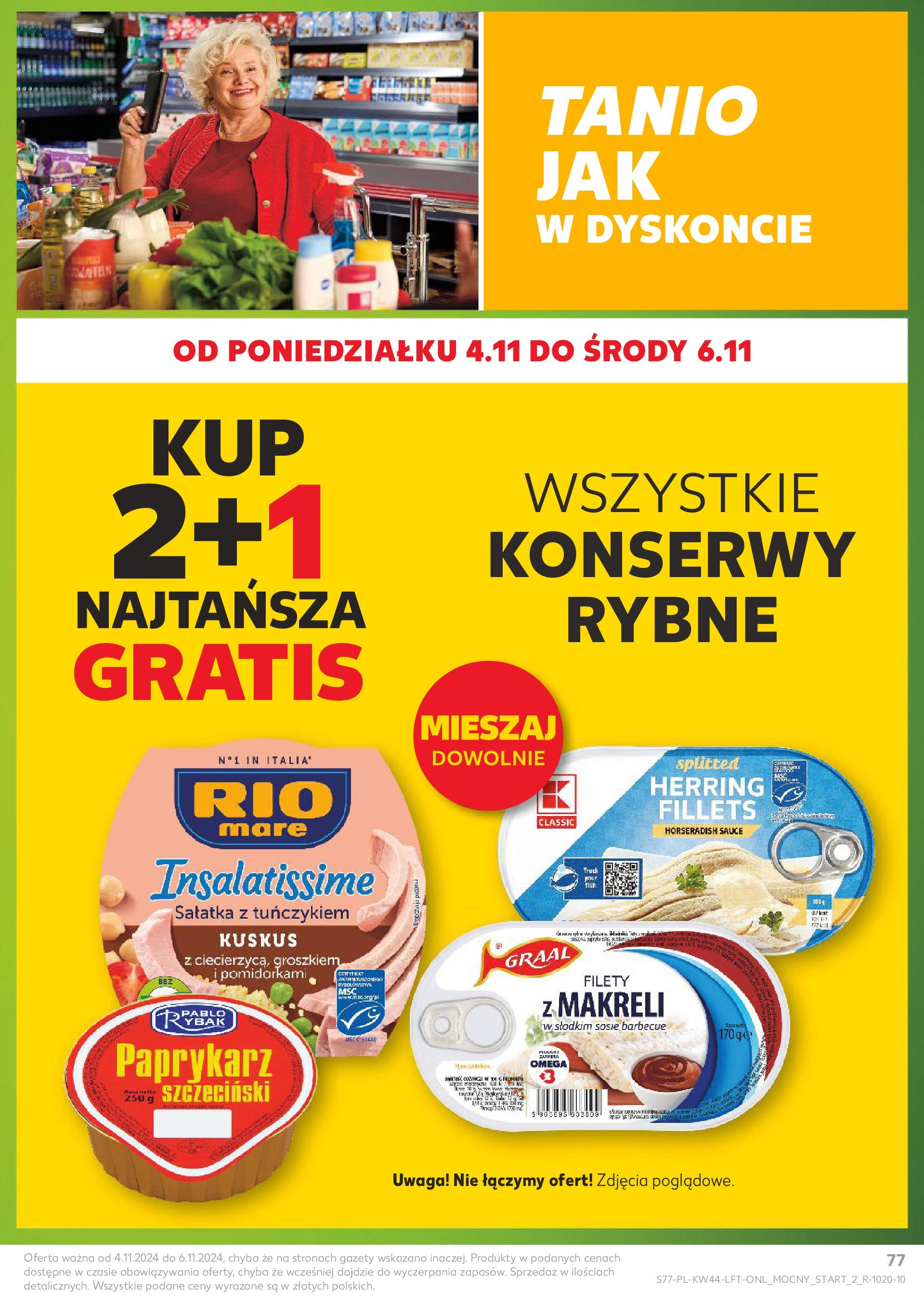 Kaufland gazetka od 30.10.2024 - od jutra PDF | Strona: 77 | Produkty: Paprykarz, Sałatka z tuńczykiem, Sałatka