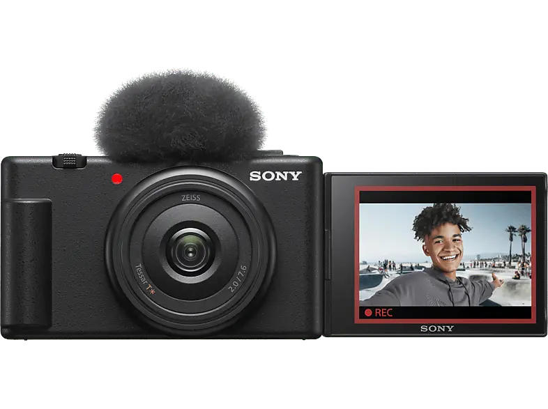 Sony Kompaktkamera ZV-1F für Vlogging, 20.1MP, 1 Zoll Sensor, f2.0, 4K30p, 16B/s, 3 Touch LCD, Schwarz