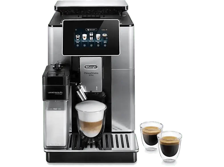 De'Longhi ECAM610.74.MB PrimaDonna Soul Kaffeevollautomat (Edelstahl/Schwarz, Scheibenmahlwerk, 19 bar, externer Milchbehälter)