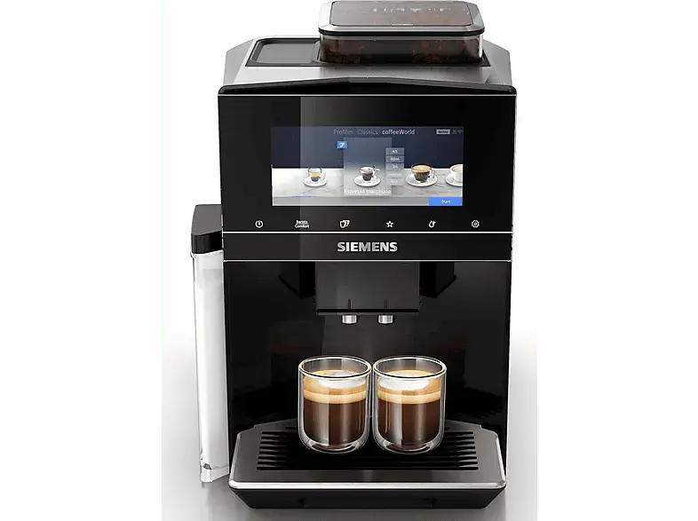Siemens TQ903D09 Kaffeevollautomat (Schwarz, Scheibenmahlwerk, 19 bar, integrierter Milchbehälter)