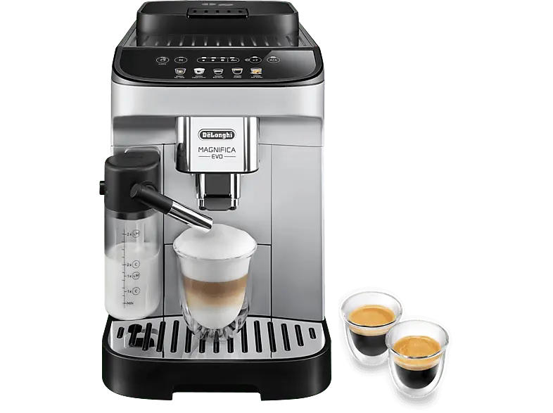 De'Longhi ECAM 290.61 SB Magnifica Evo Kaffeevollautomat (Silber-Schwarz, Flüster-Kegelmahlwerk, 15 bar, integrierter Milchbehälter)