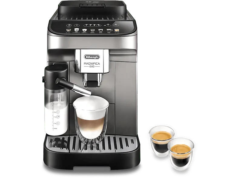 De'Longhi ECAM 290.81 TB Magnifica Evo Kaffeevollautomat (Titanium, Flüster-Kegelmahlwerk, 15 bar, integrierter Milchbehälter)