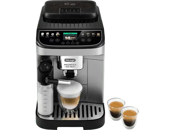 De'Longhi Magnifica Evo Next ECAM310.80.SB Kaffeevollautomat (Silber/Schwarz, Edelstahlmahlwerk mit 13 einstellbaren Mahlgraden, 15 bar, externer Milchbeh&auml;lter)