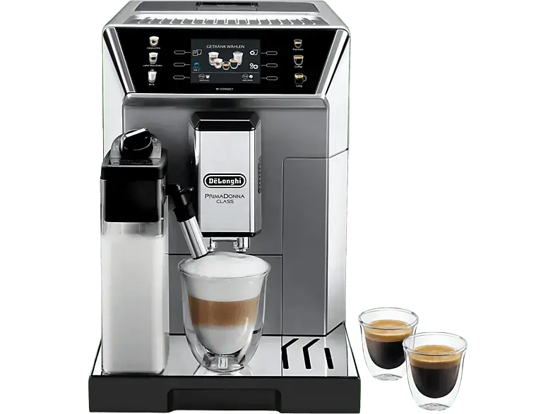 De'Longhi ECAM 550.65 MS Prima Donna Class evo Kaffeevollautomat (Silber, Flüster-Kegelmahlwerk, 19 bar, externer Milchbehälter)