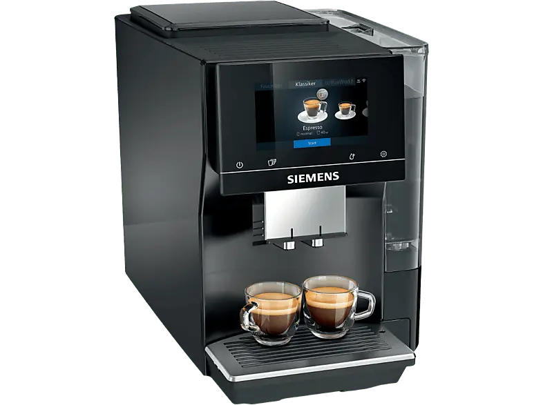 Siemens TP713D09 EQ700 Classic Kaffeevollautomat (Klavierlack schwarz, Keramikmahlwerk, 19 bar, Milchschlauch)