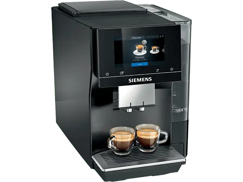 Siemens TP713D09 EQ700 Classic Kaffeevollautomat (Klavierlack schwarz, Keramikmahlwerk, 19 bar, Milchschlauch)