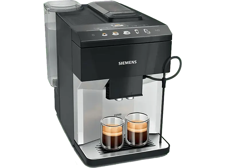 Siemens TP 511D01 EQ 500 Kaffeevollautomat (Klavierlack schwarz, verschleißfreies Keramikmahlwerk, 15 bar)