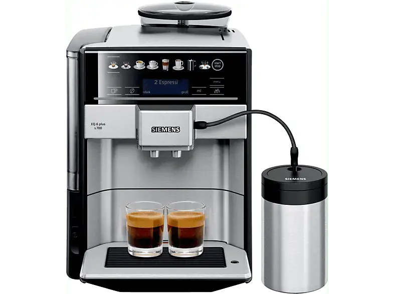 Siemens TE 657M03DE EQ.6 Plus S700 Kaffeevollautomat (Edelstahl, aus Keramik, mehrstufig einstellbar, 19 bar, Milchschlauch)