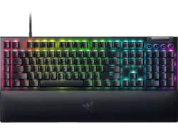 RAZER BlackWidow V4 Gaming Tastatur, Mechanische Green Switches, USB-C, Chroma RGB + Unterbodenbeleuchtung, qwertz, Schwarz